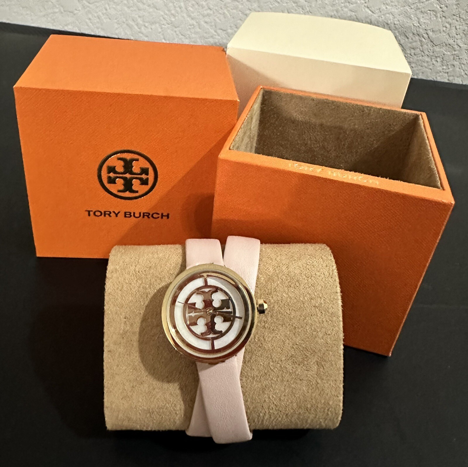 NWT TBW4030 Reva Double Wrap Leather Strap Watch Nude / Soft Pink