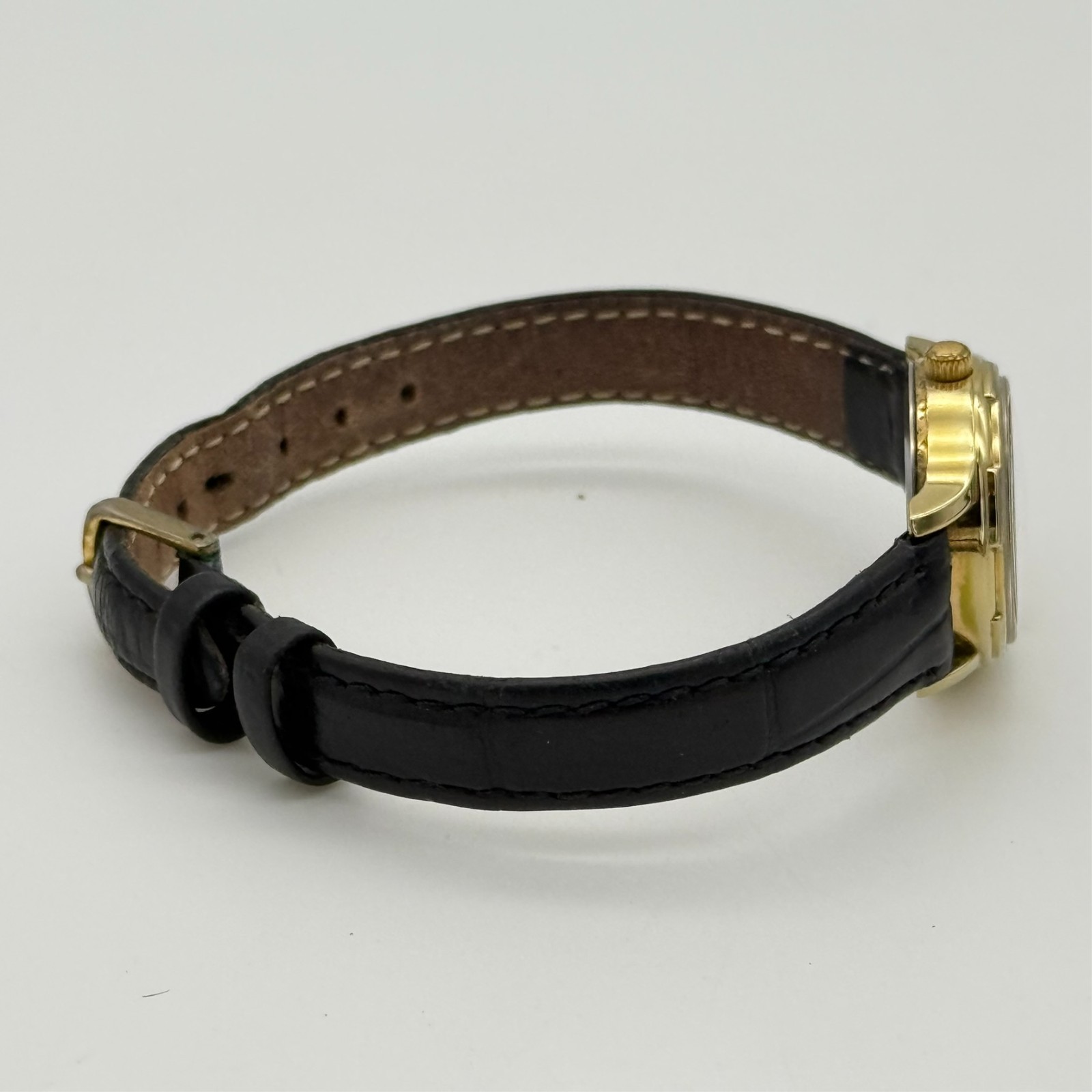 Women’s Vintage 1999 TIMEX Gold Tone Easy Reader 25mm Watch, Black Leather, Runs