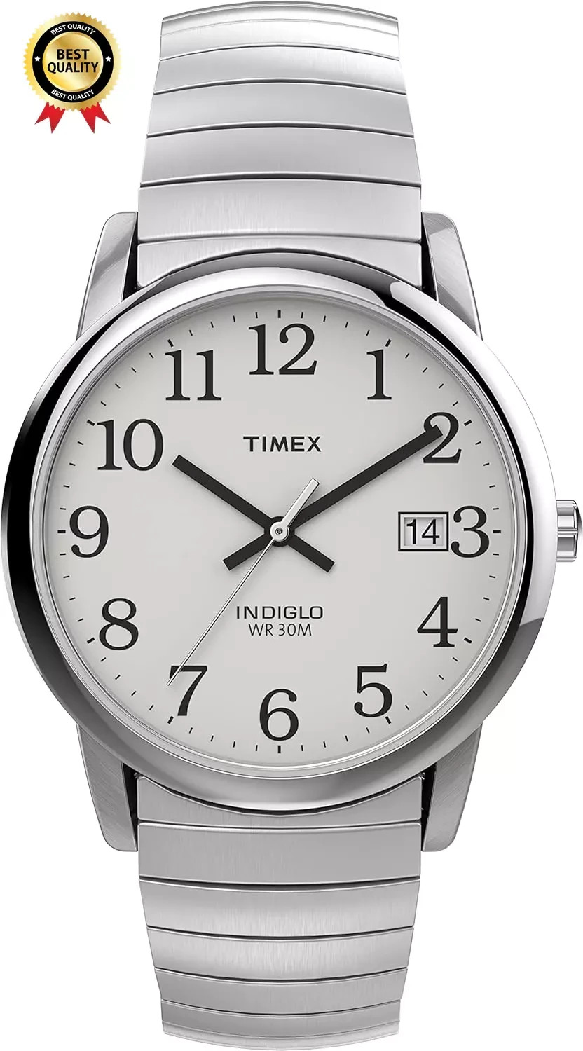 Timex T2H851, Men’s Easy Reader Expansion Band Watch, Indiglo, Date, NEW