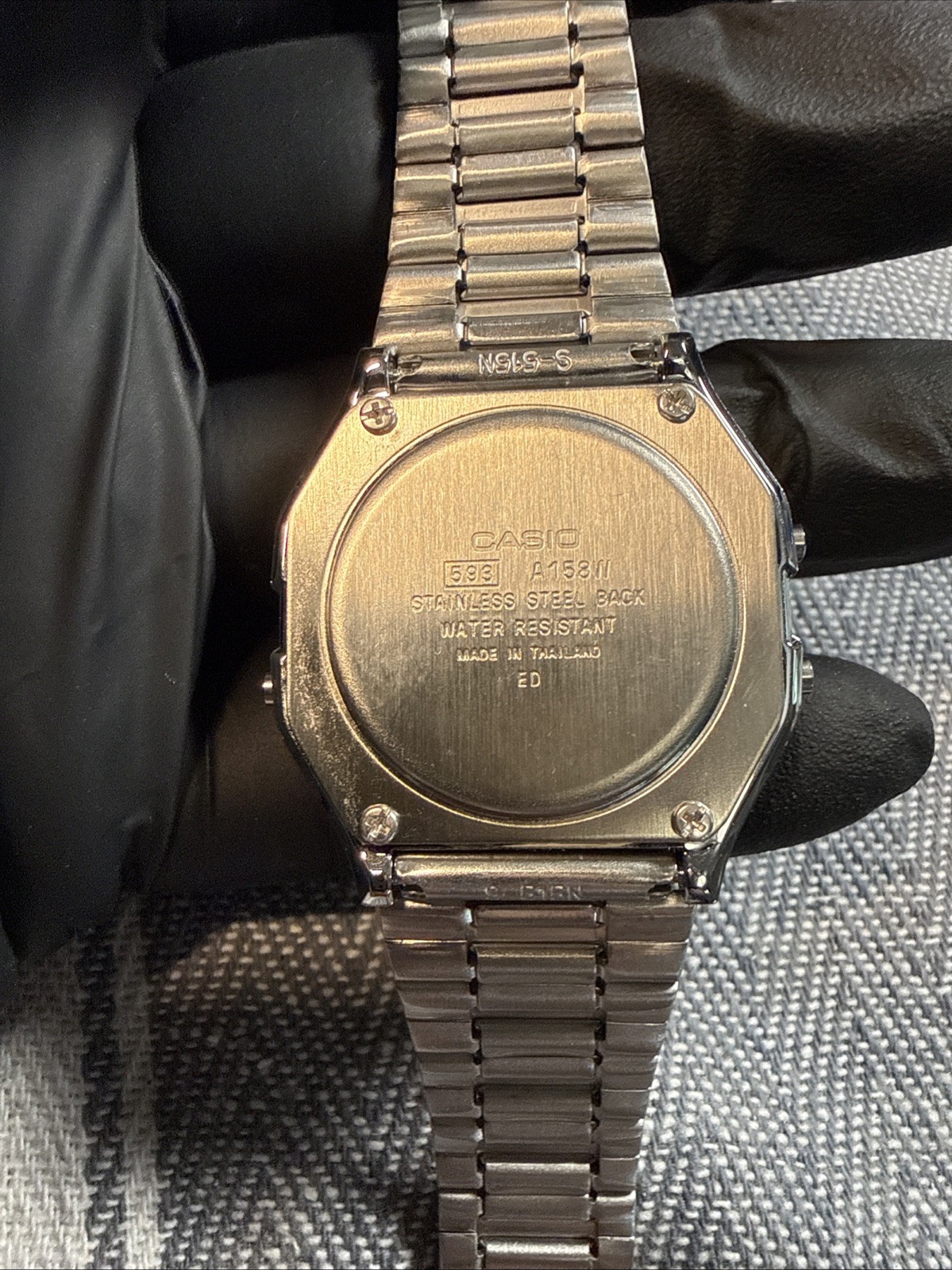 Casio A158W Digital Quartz Wristwatch Alarm Chronograph Steel Bracelet Silver