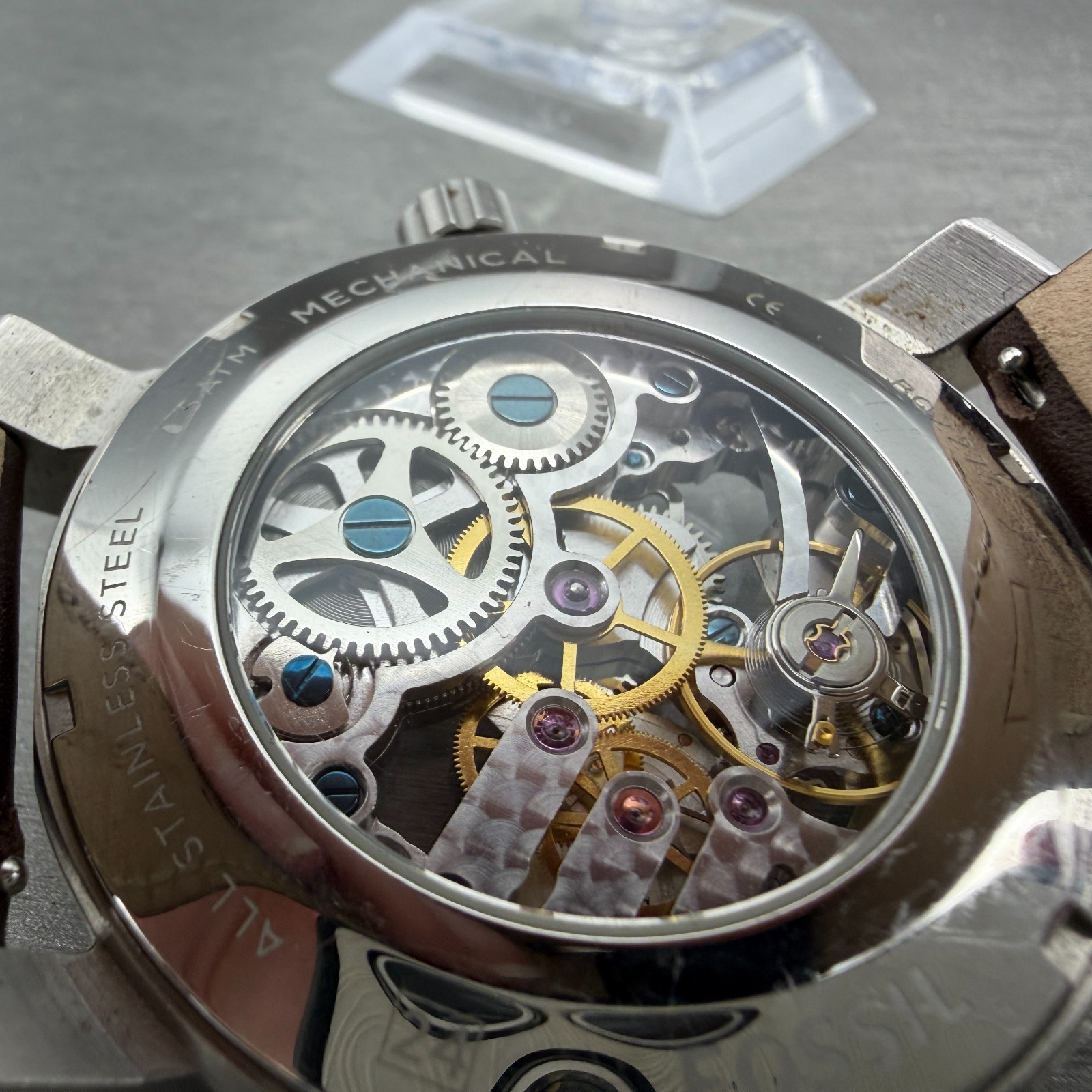 Fossil Nate Watch Men 49mm Skeleton Dial Steel Manual Wind BQ2273 Runs