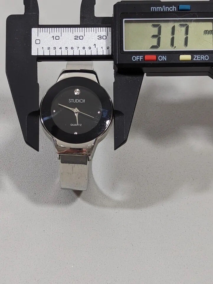 Studio Time Silver Tone Quartz Movement Cuff Wrist Watch