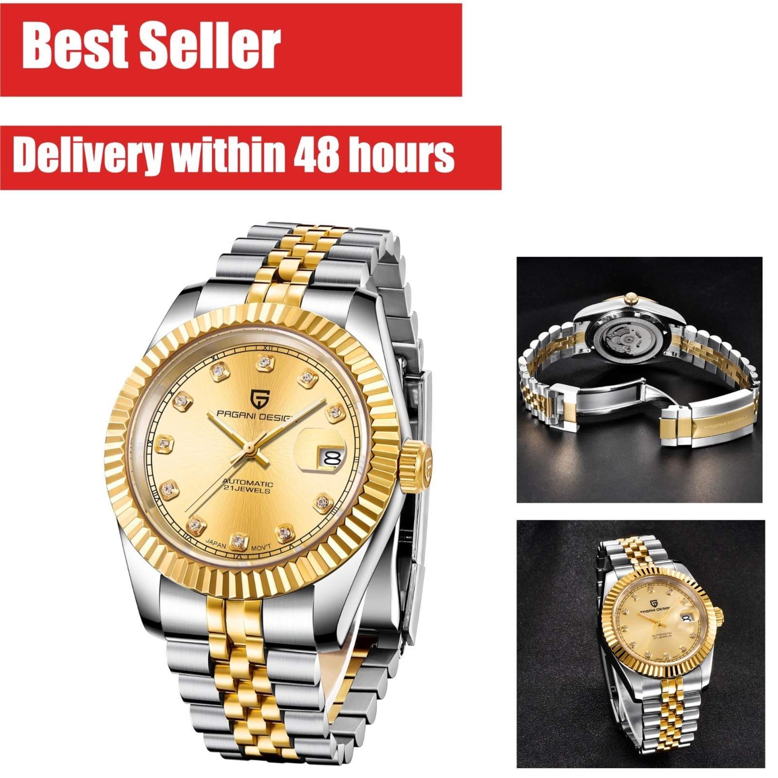 Pagani Design Automatic Watch 40mm Stainless Steel Date Display NH35