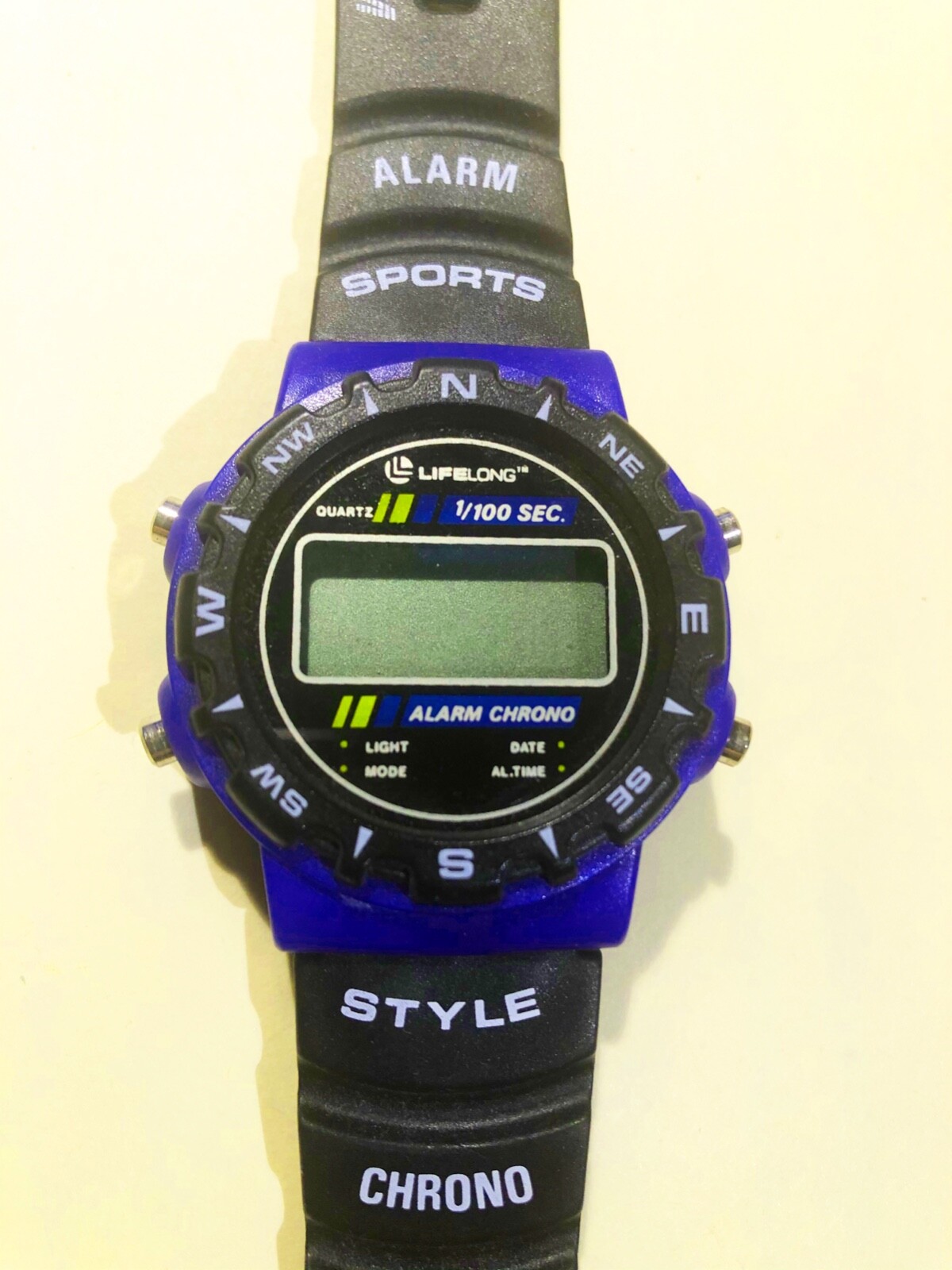 Lifelong, Mens Health Watch, Alarm Chrono, 9.5″ Black Silver Silicon Band