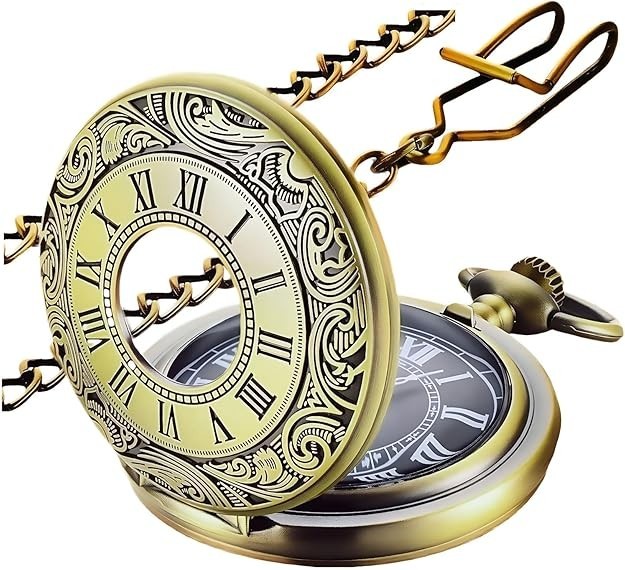 Vintage Quartz Pocket Watch Chain Roman Numerals Men s Father s Day Xmas Gift