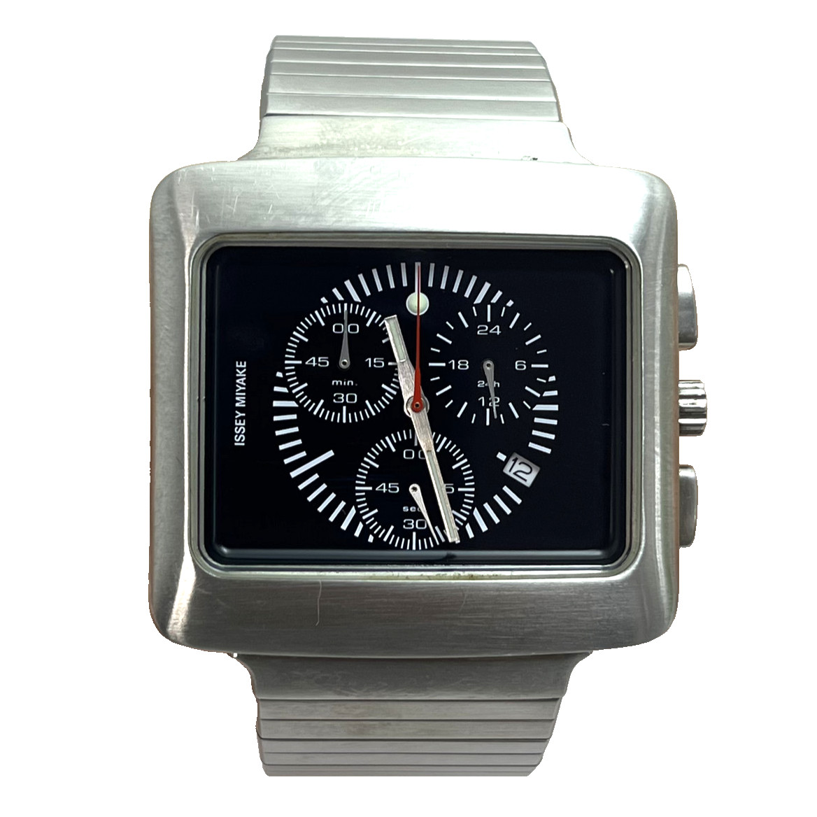 Rare Issey Miyake VAKIO by Harri Koskinen Chronograph Quartz Japan SS Band #726B