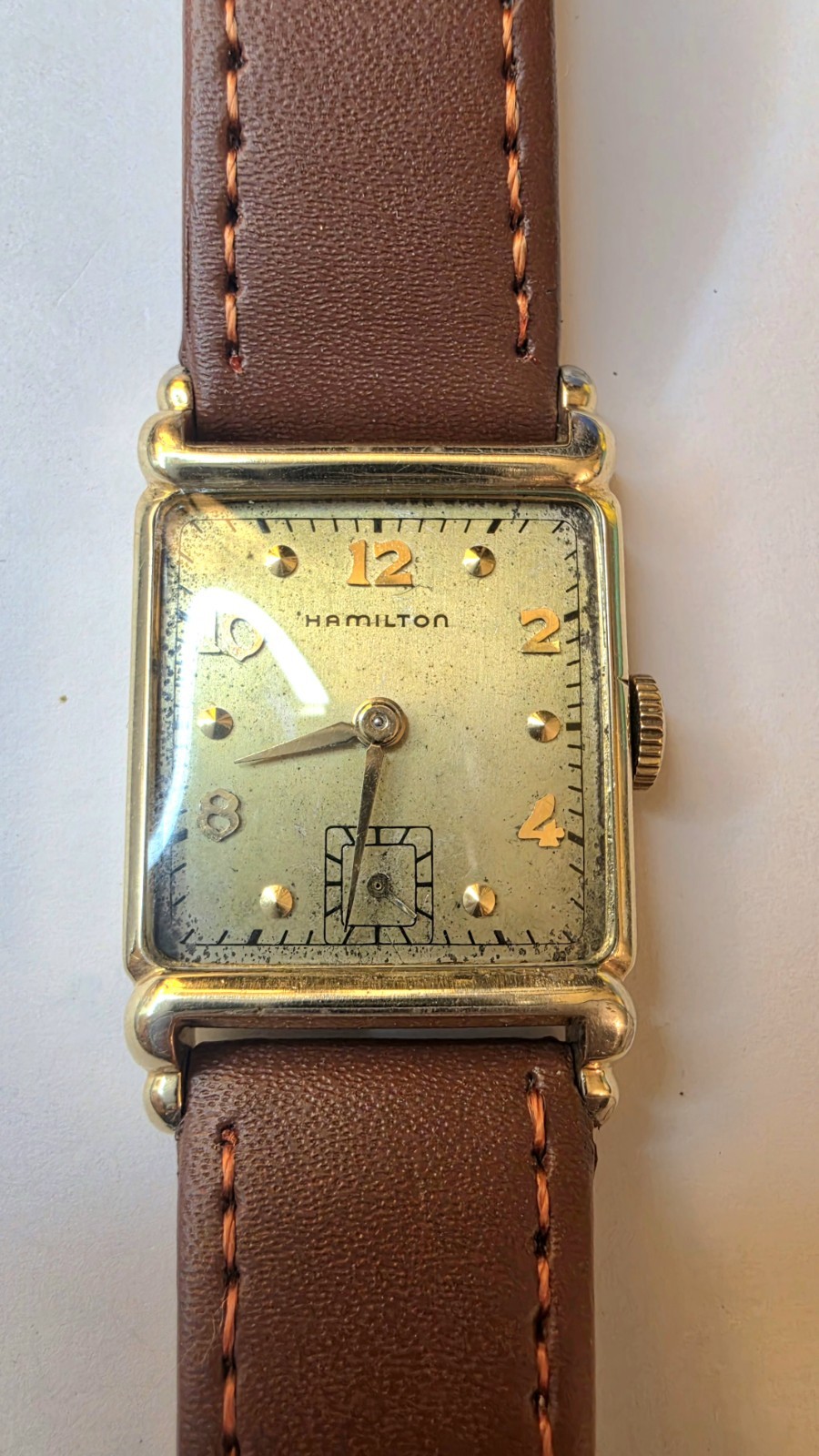 Vintage 1940s Hamilton Milton Art Deco Tank Watch – 14K Gold Filled – Caliber 98