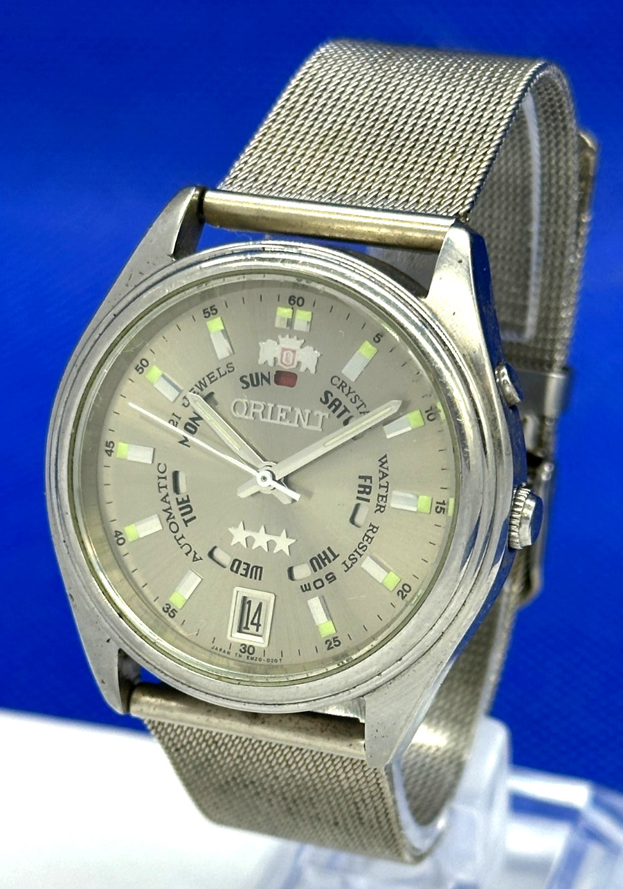 Orient 3 stars stainless steel automatic wristwatch KL EM5j-CO CA Japan Cal46943