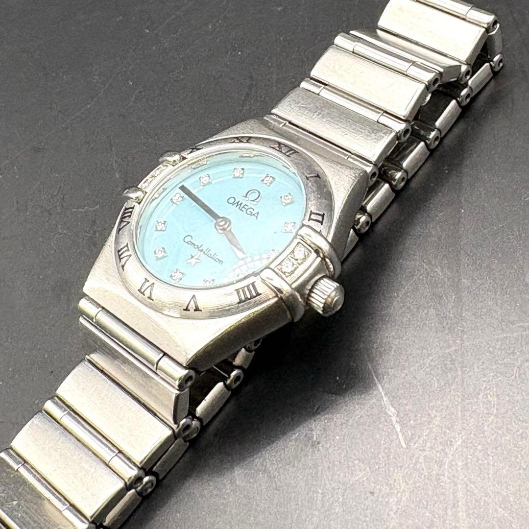 Omega Constellation Quartz Watch 1566.76 Blue Shell Dial Diamond