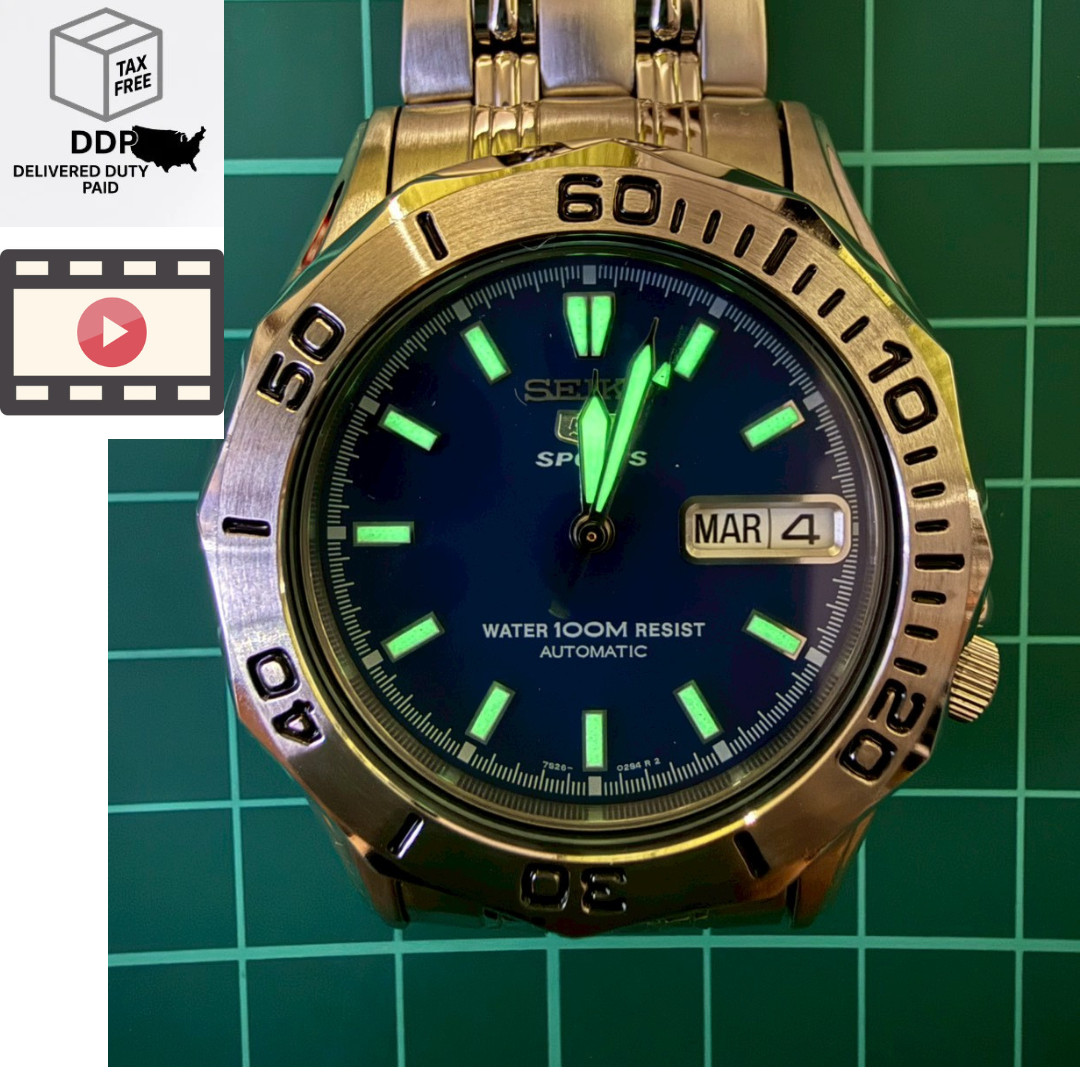 [ MINT ] SEIKO 5 Sports 7S26-01G0 Black Dial 39mm Men’s Automatic Watch JAPAN