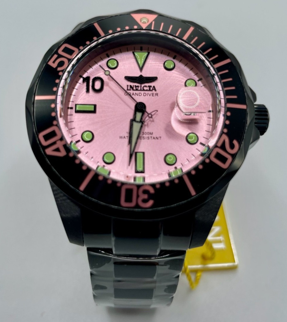Invicta Grand Diver 47mm MIAMI Edition Pink Dial Automatic Blk Men’s Watch 47187
