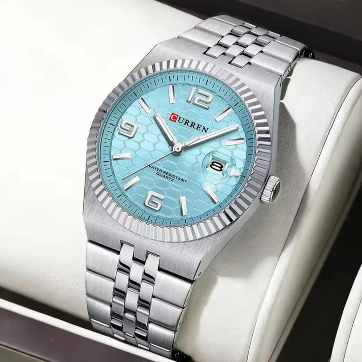 Curren Men’s Stainless Steel Quartz Watch Day-Date Dial Luminous Hands 40mm