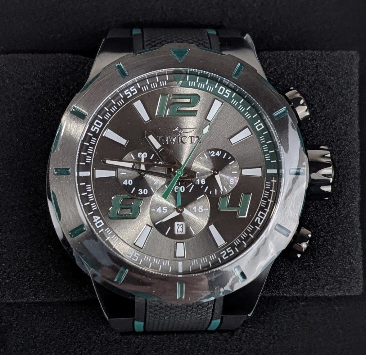 Invicta S1 Rally Overdrive Men’s 52mm Watch Gunmetal Black Green Tritnite 35737