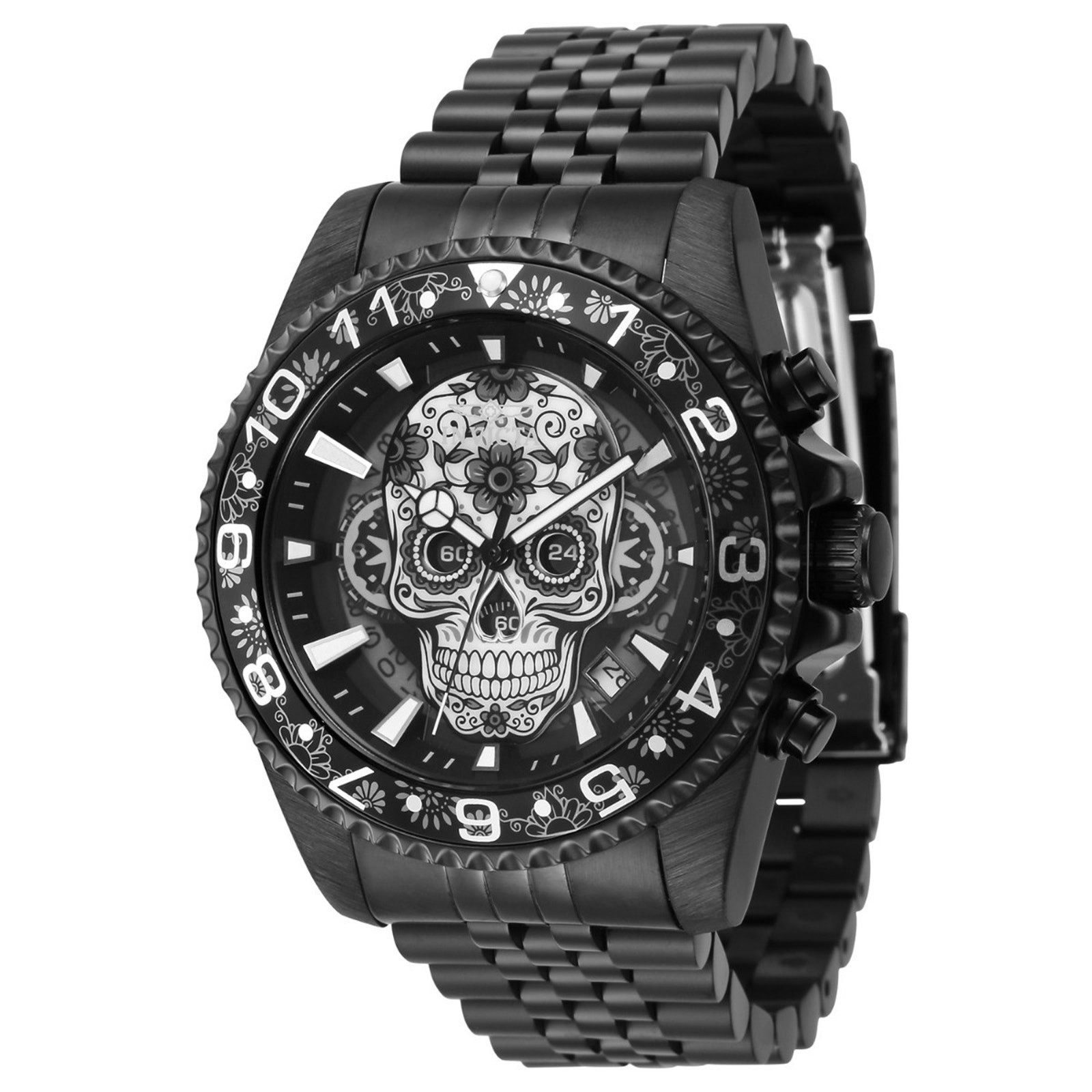 Invicta Pro Diver Dia De Los Muertos Men’s Skull Watch Grey, Silver,Black 43mm,