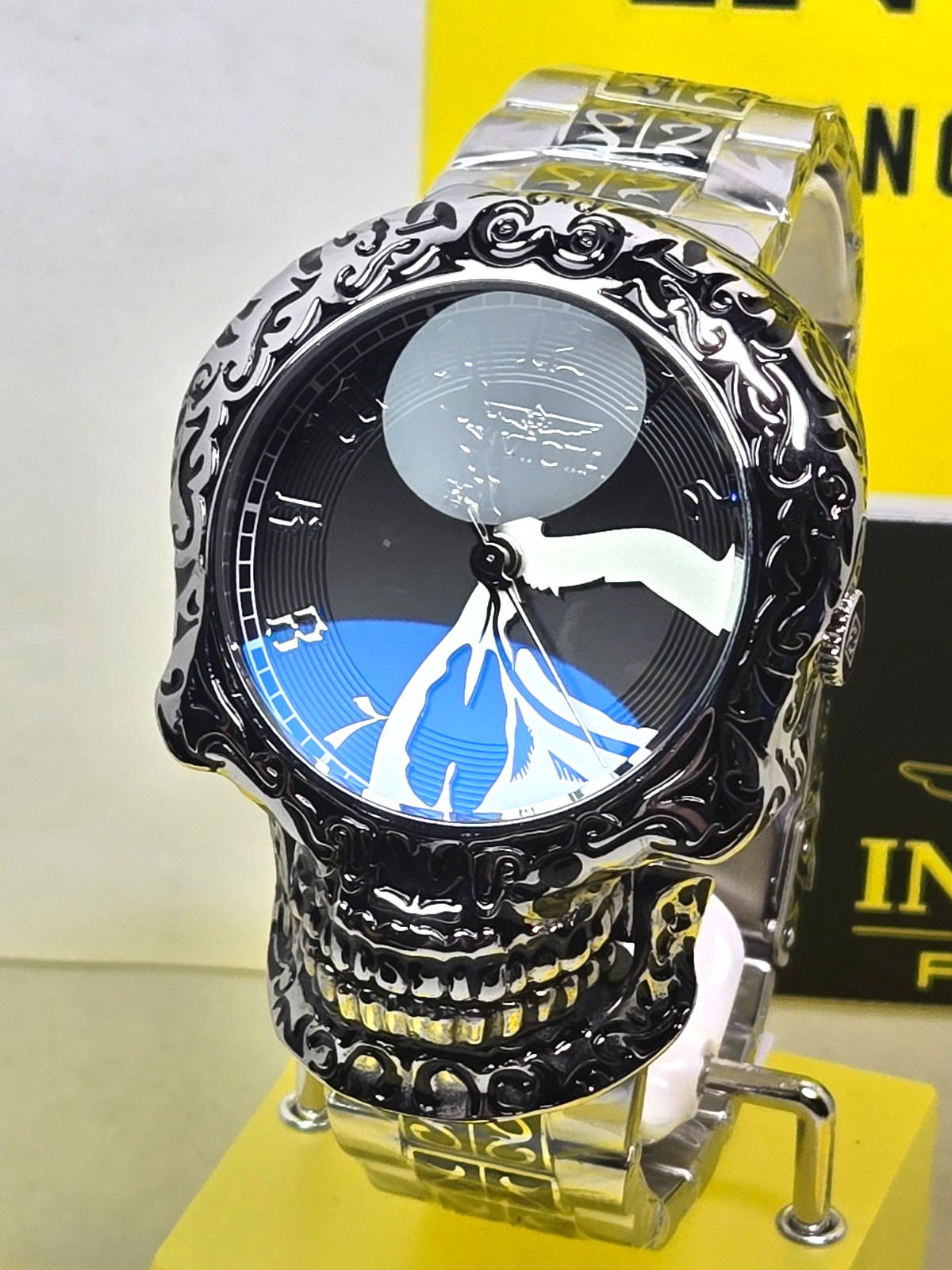 Invicta Artist Skull Automatic Mens Watch 50.5mm Skeletonized Steel & Black NEW