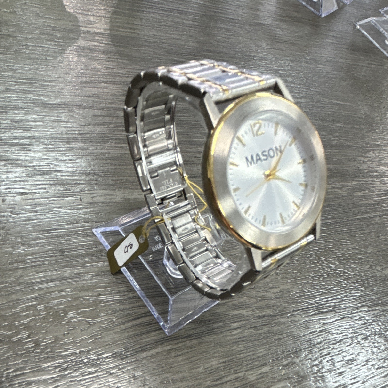 Mason Quartz Analog Dress Wristwatch Two-Tone Metal Bracelet White Dial
