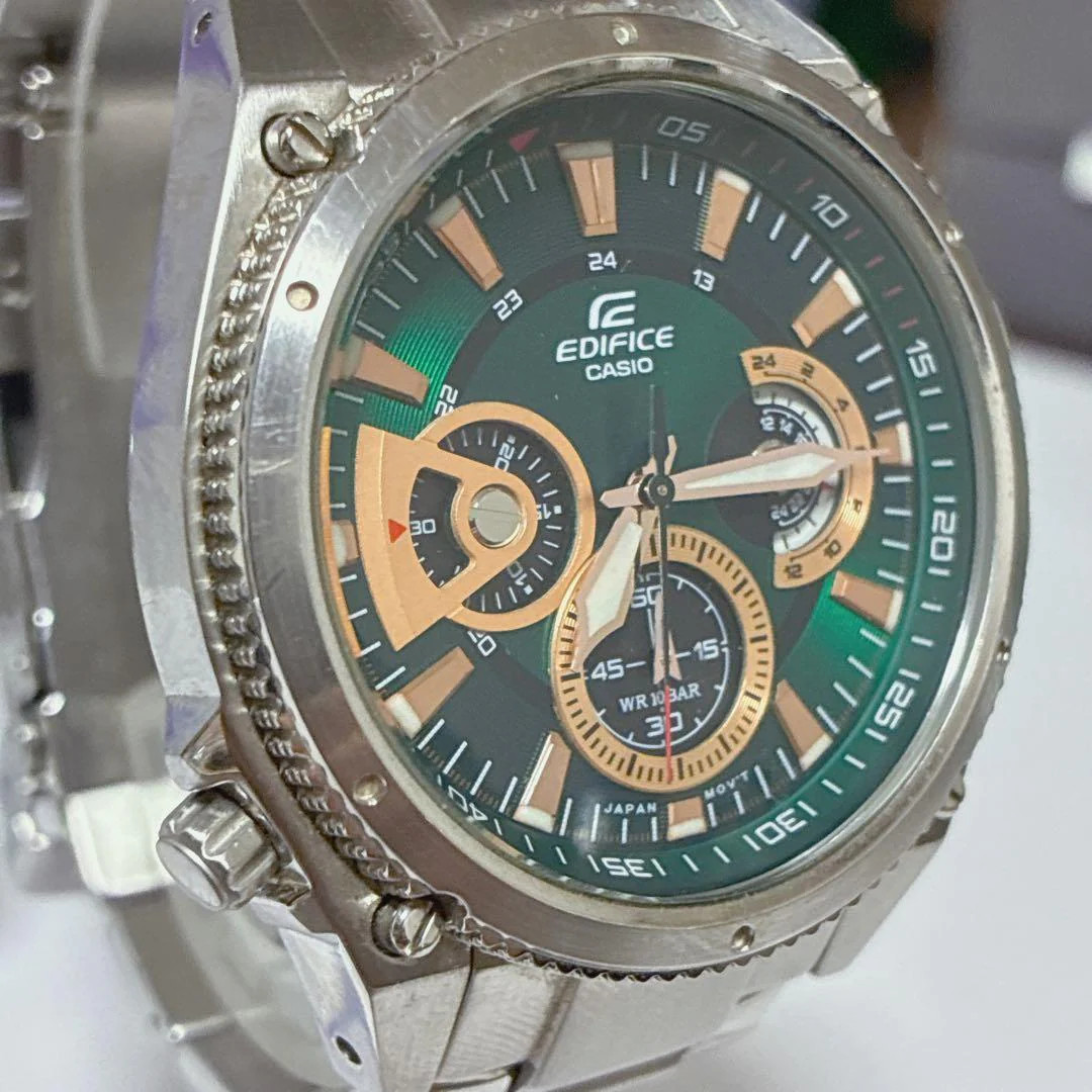 Casio Edifice Green Dial Quartz Stainless Steel Watch