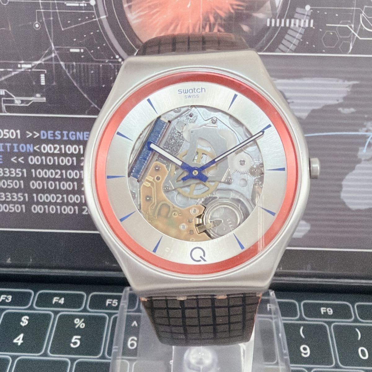 Rare Swatch x 007 No Time to Die 2Q SKIN Irony SS07Z102 Skeleton Watch Box