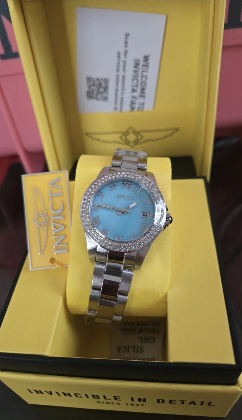 36051 Invicta Angel Women’s Mother Of Pearl Dial Austrian Crystal 34mm
