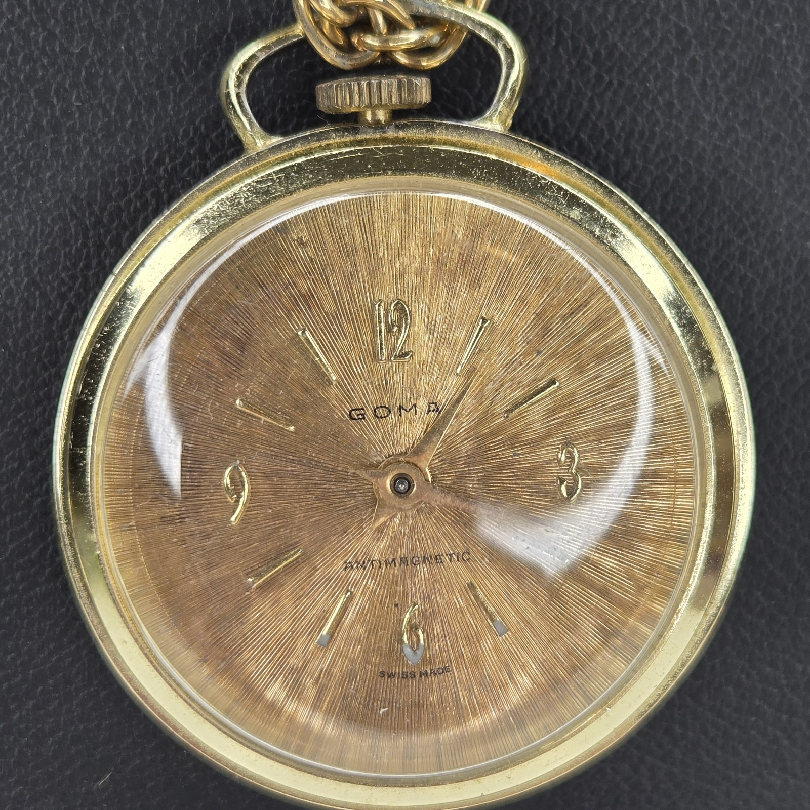 Vtg Swiss Made Anti-magnetic Wind Up GOMA Pendant Watch Necklace Untested