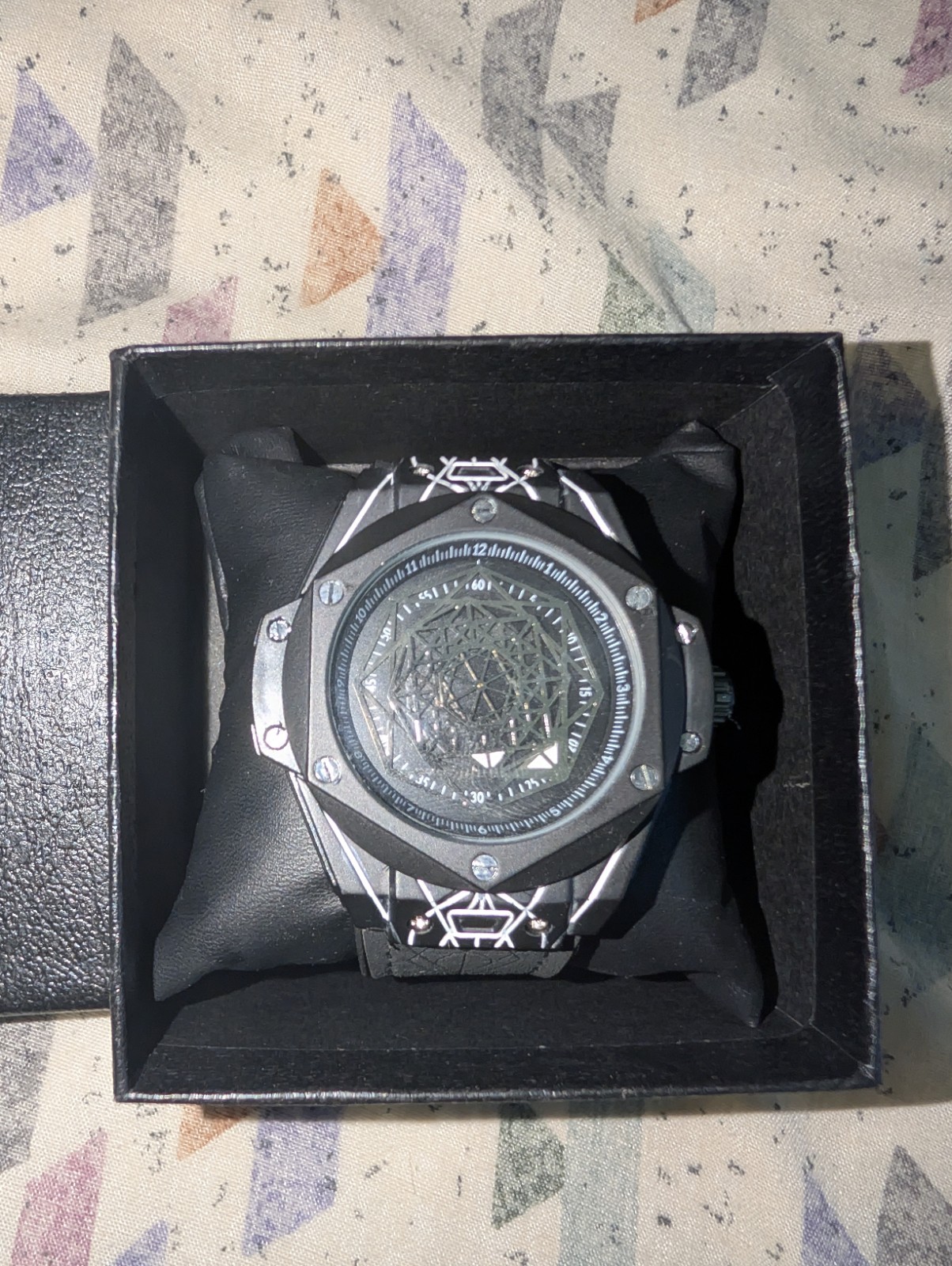 Kinetic Artesian Black Metal Wristwatch Mens