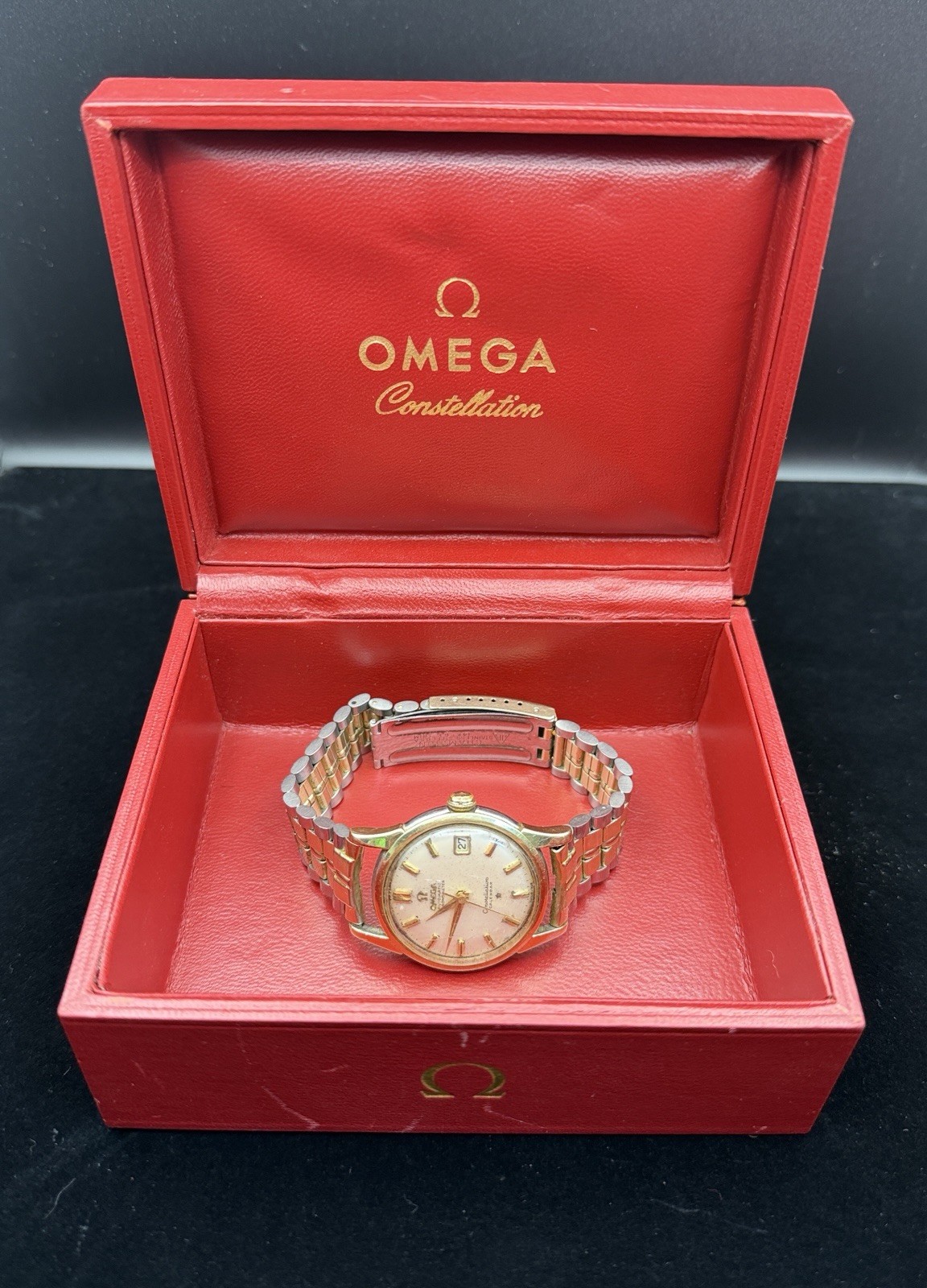 Vintage Omega Constellation Calendar 24J Wrist Watch w/ 14k GF Trim | Works
