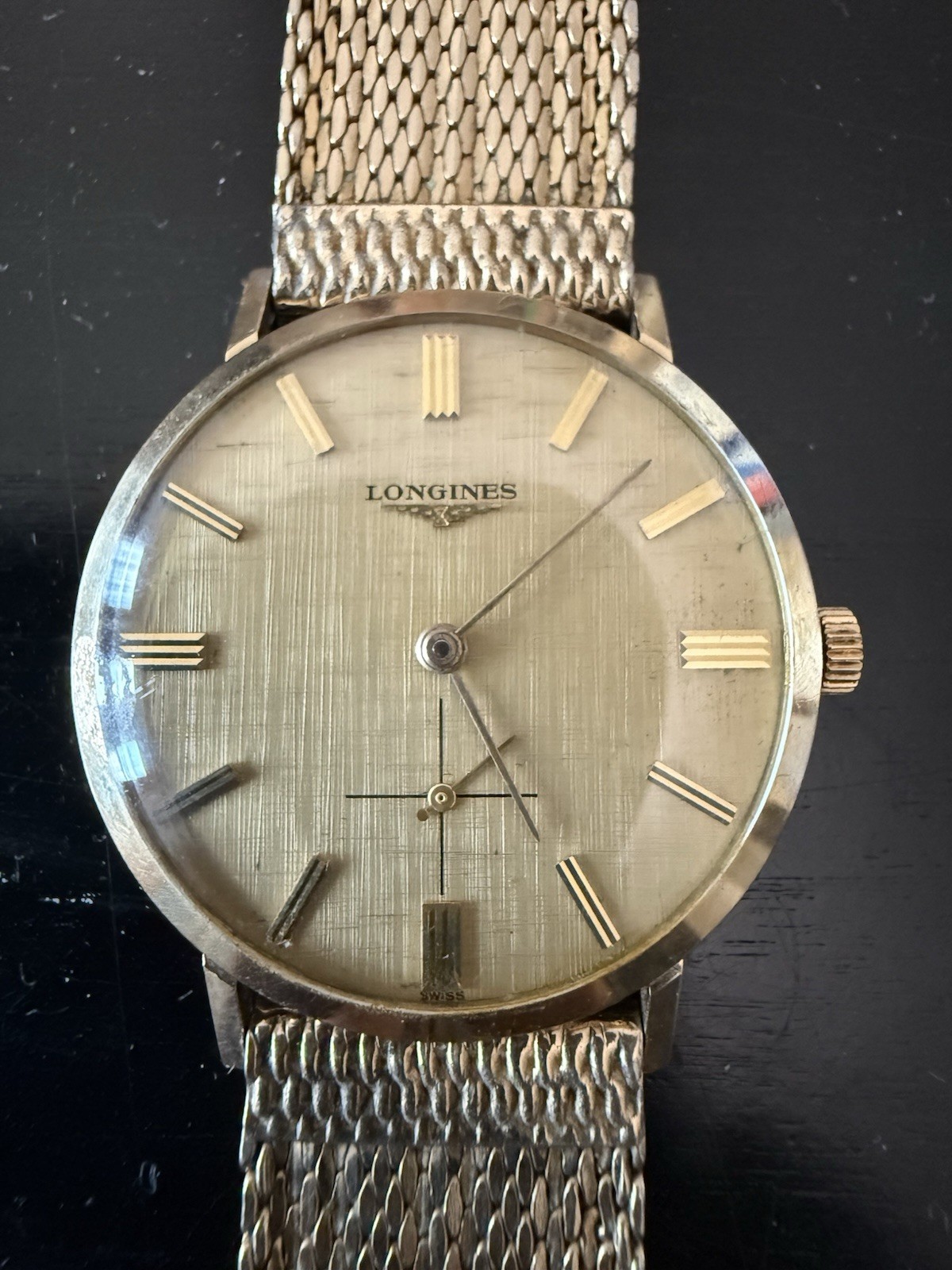 Vintage Longines Manual Wind 10K Gold Filled Gold Mesh Band Watch – men watch