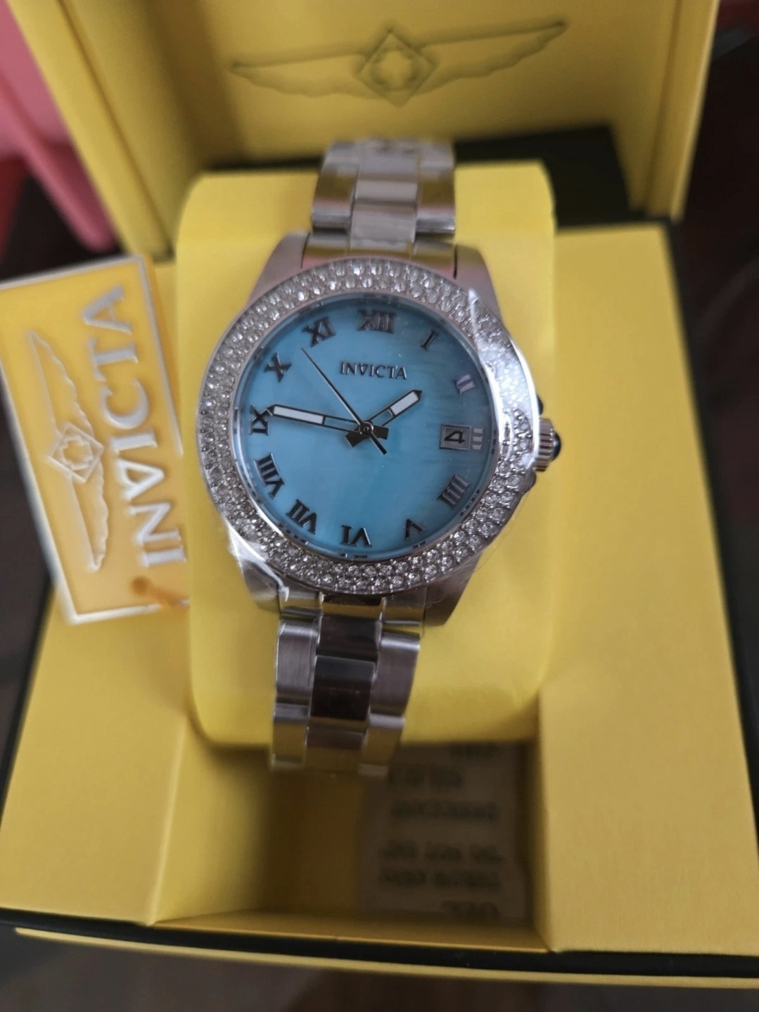 36051 Invicta Angel Women’s Mother Of Pearl Dial Austrian Crystal 34mm