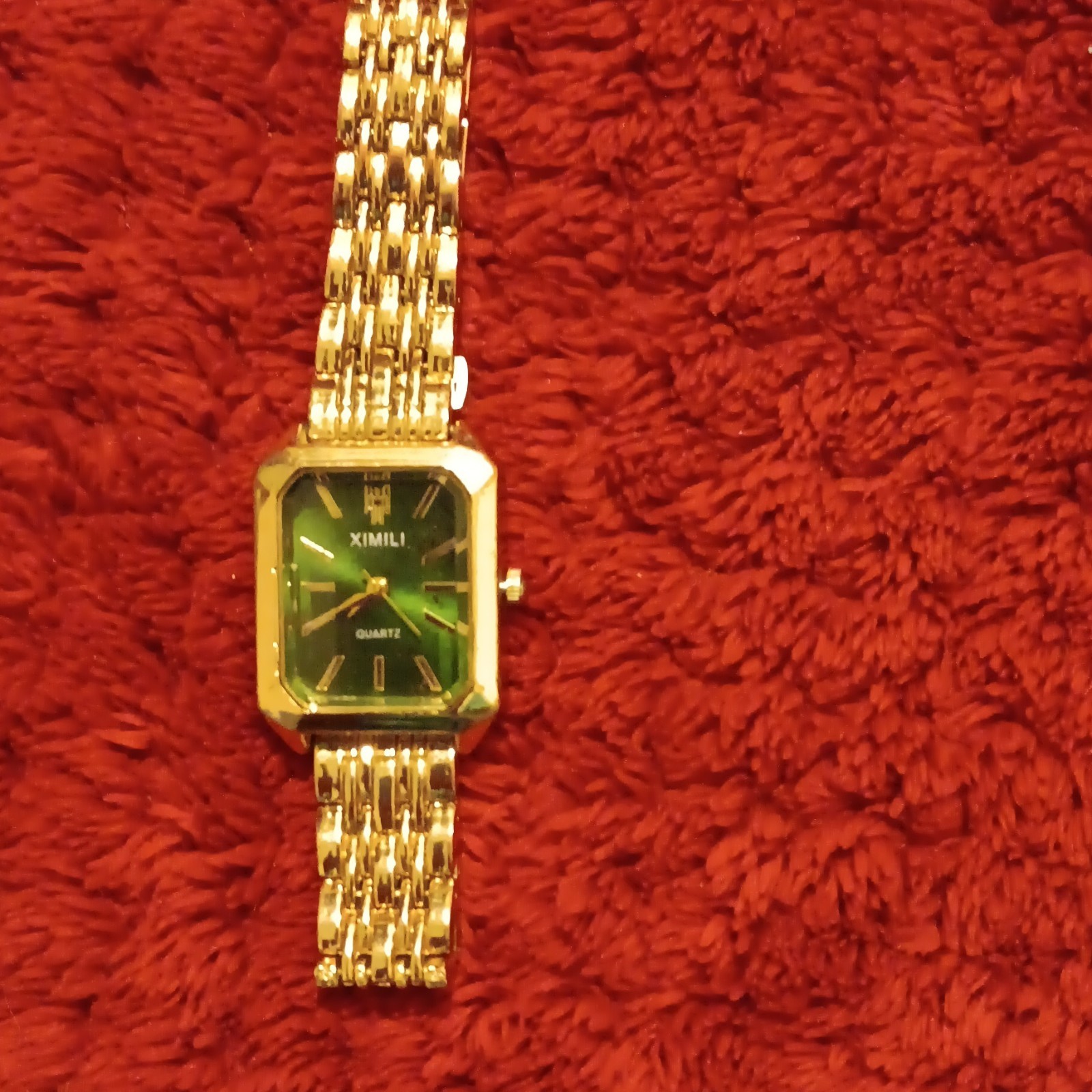 XIMILI Watch Womens 23mm Gold Tone Green Dial Stainless Steel Bracelet 7.25″