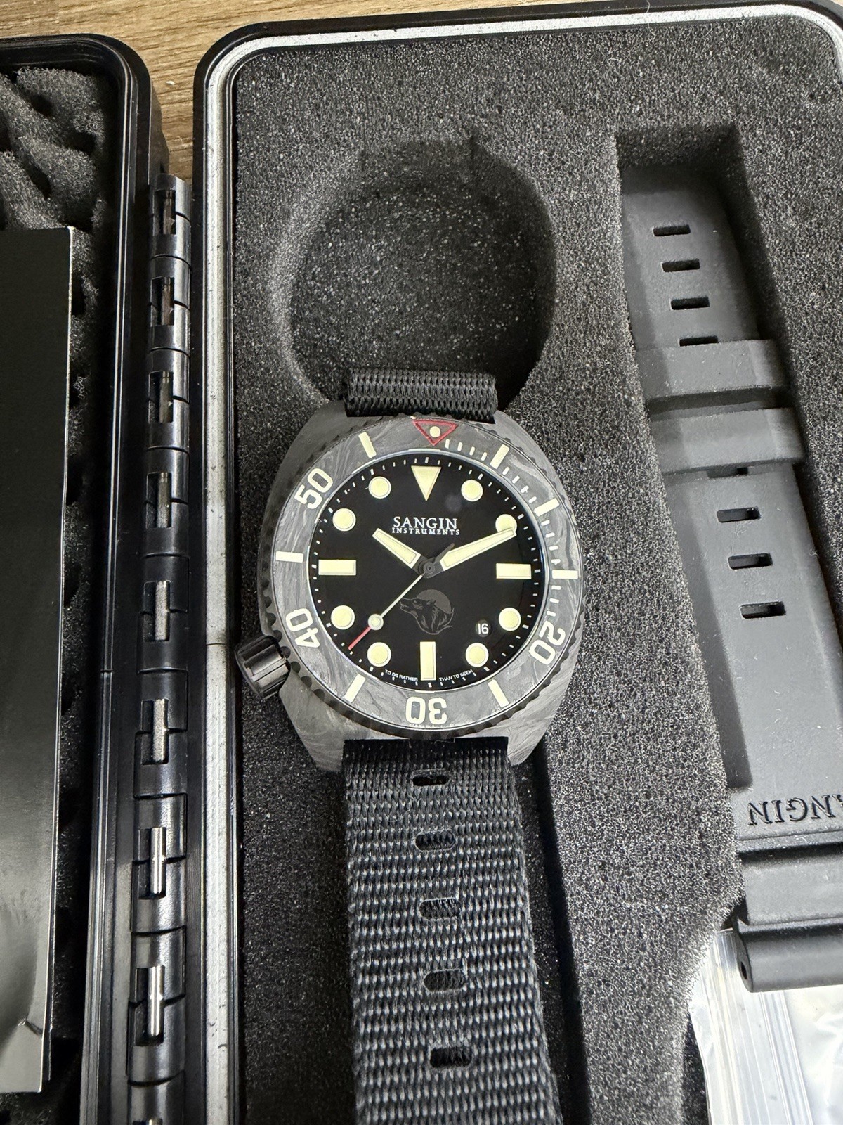 Sangin Instruments Titan x Spiritus Systems Watch Carbon Fiber MINT