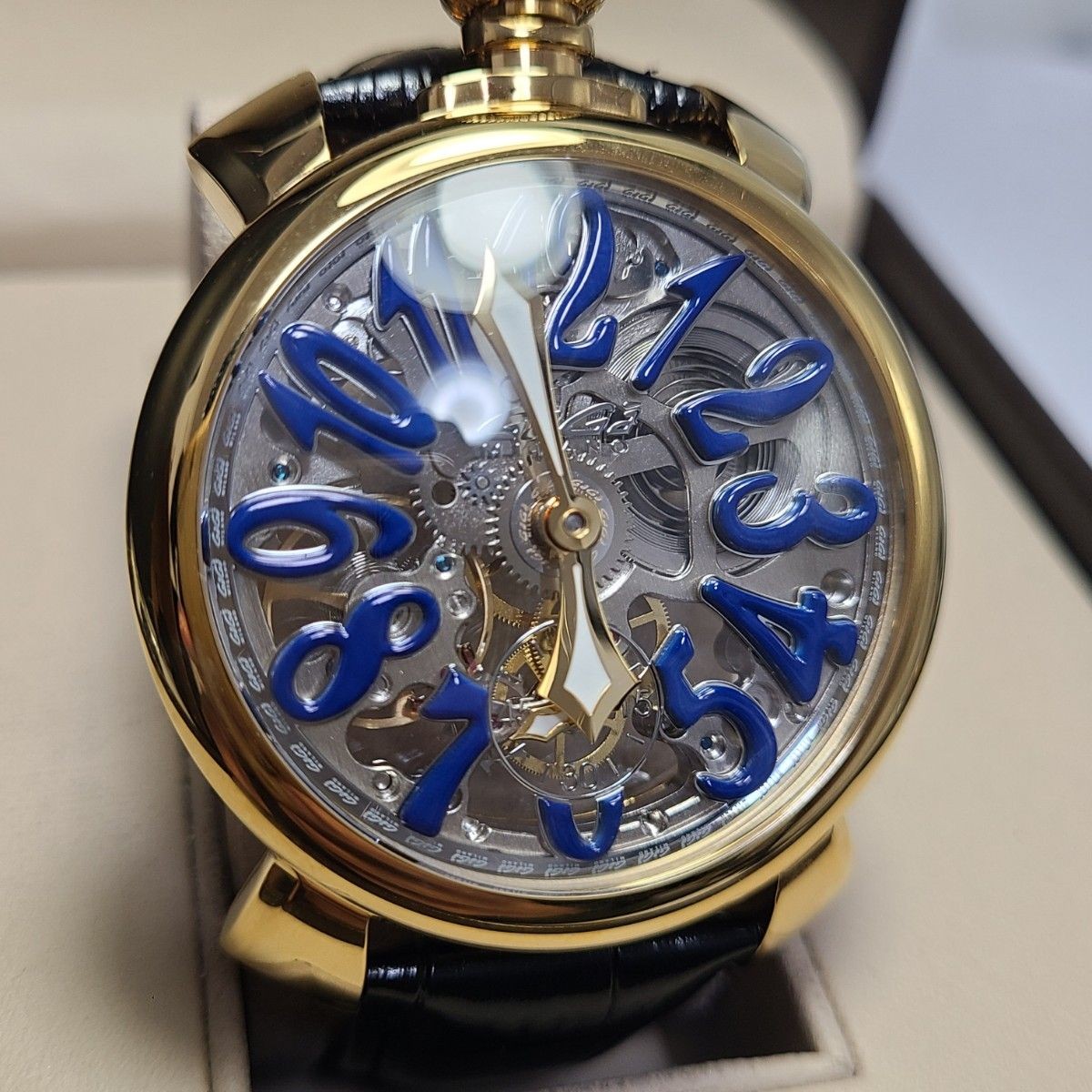 GaGa MILANO Manuale 48MM Skeleton Hand-Wind Watch