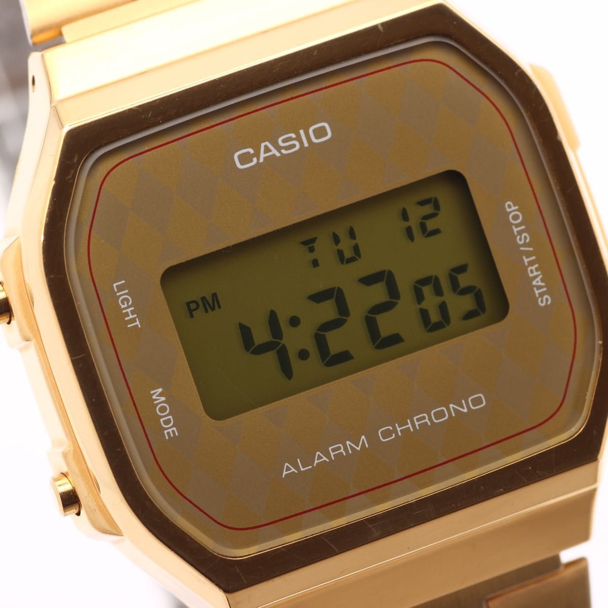 CASIO A168 Men’s Digital Watch Gold Argyle Pattern Retro Overseas Model Quartz C