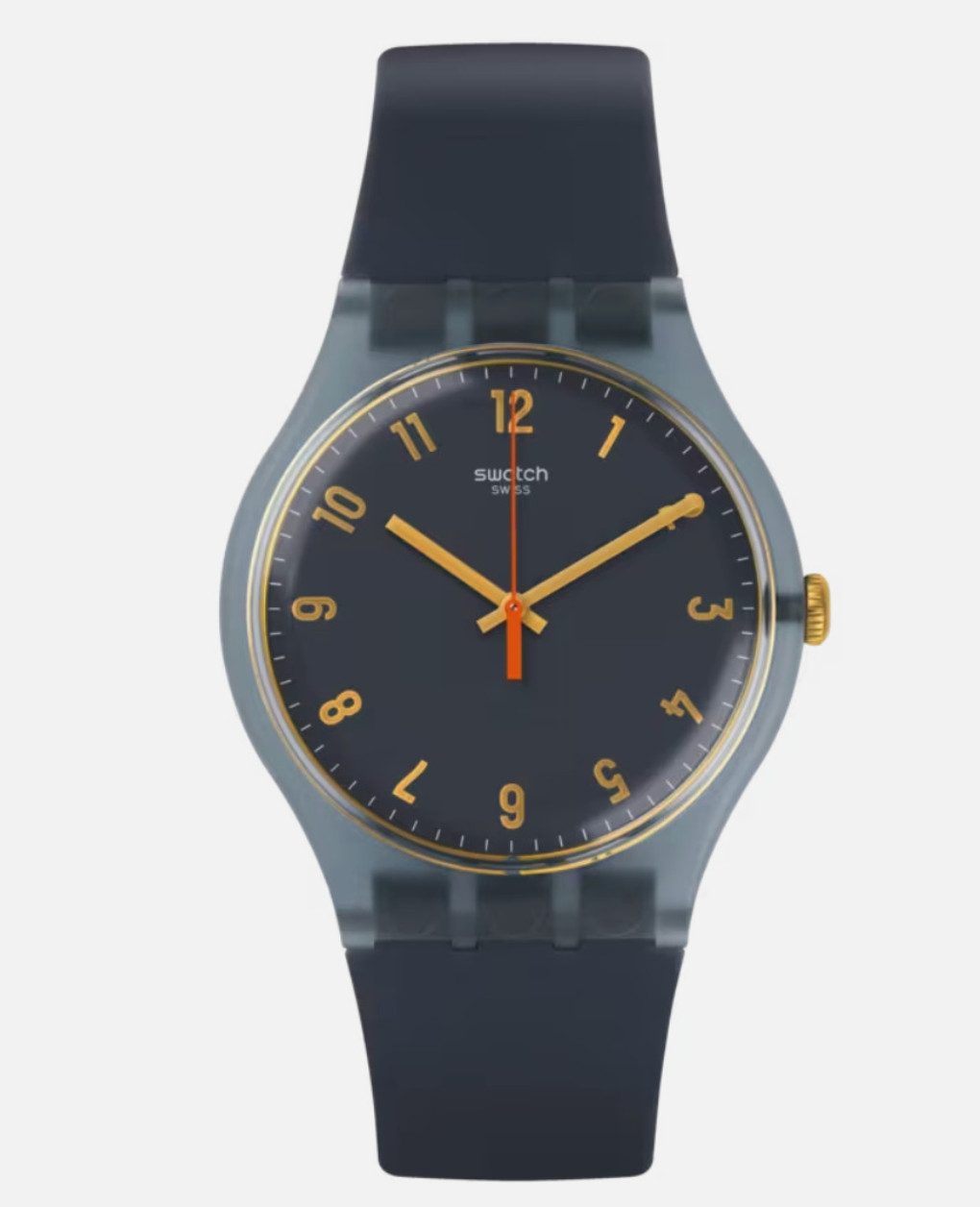 New Swiss Swatch Nuit Blue Dark Gray Dial UNisex Watch SUOM105 New Gent 41MM
