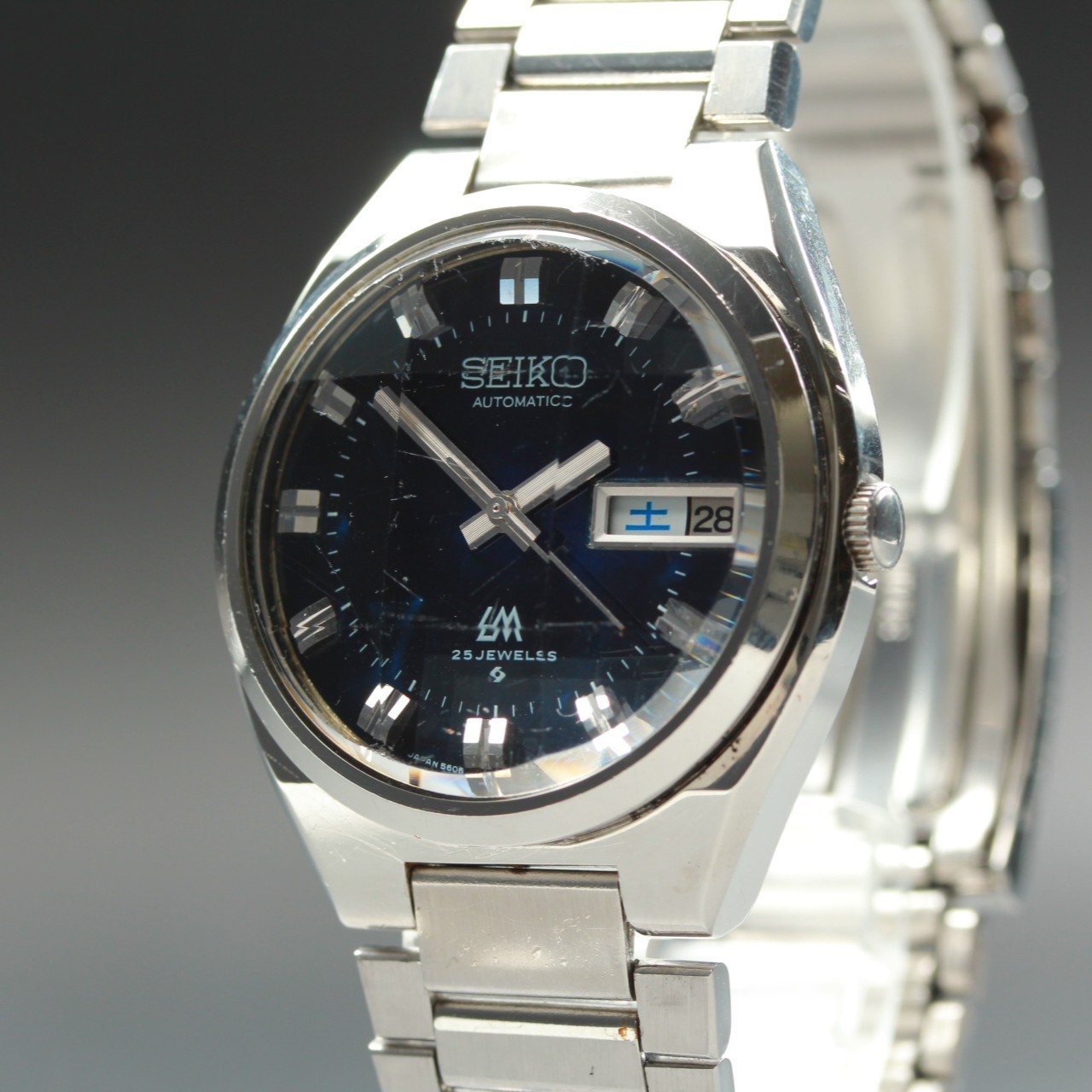 Rare Vintage Seiko Lord Matic 5606-7341 25J Blue Dial 36mm Men’s AT Watch JP #57