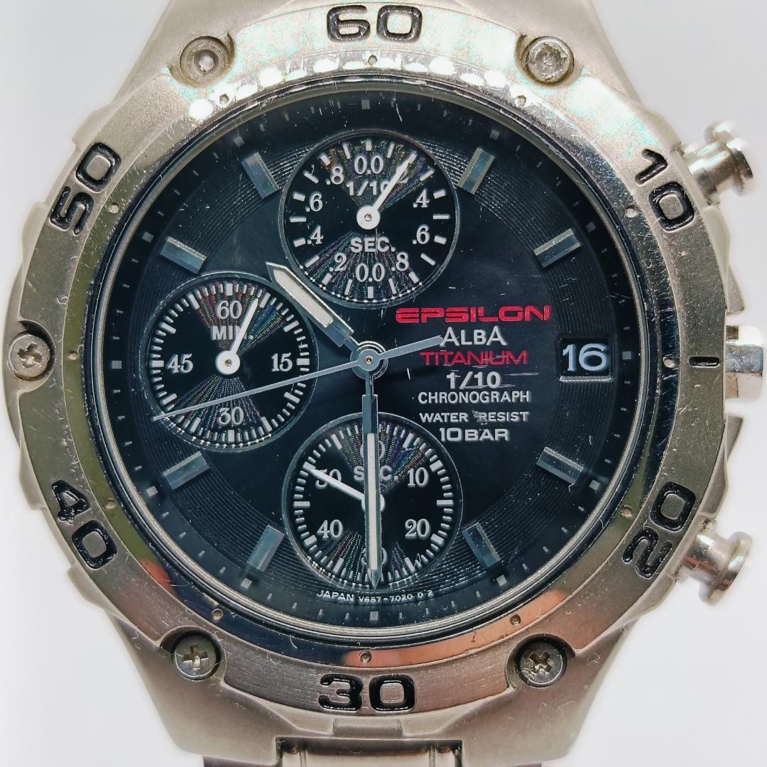 SEIKO ALBA EPSILON Chronograph, working, V657-7020 From Japan
