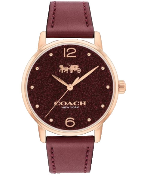 COACH GRAND 14504434 CRANBRRY LOGO DIAL LEATHER STRAP 36MM WOMEN’S WATCH