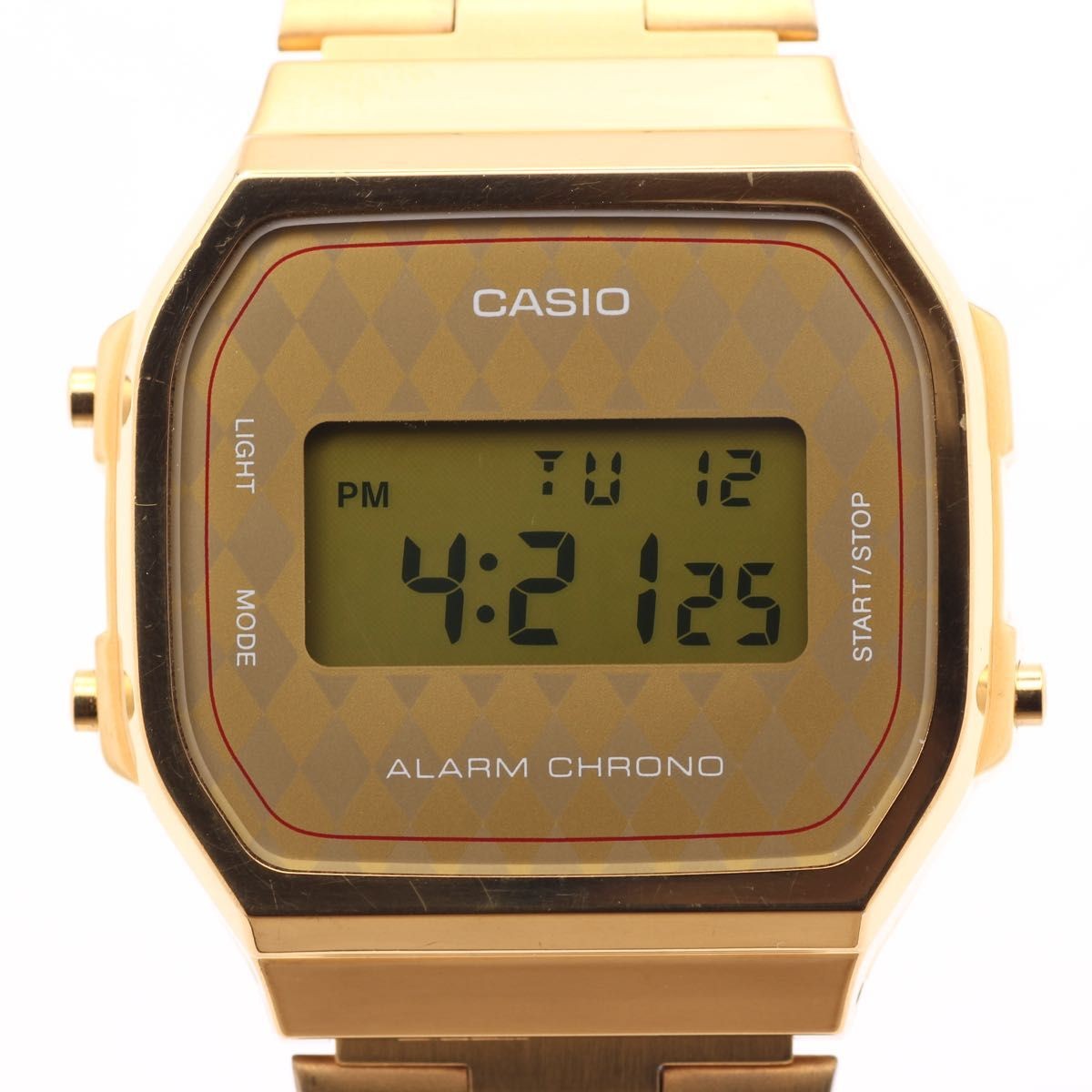 CASIO A168 Men’s Digital Watch Gold Argyle Pattern Retro Overseas Model Quartz C