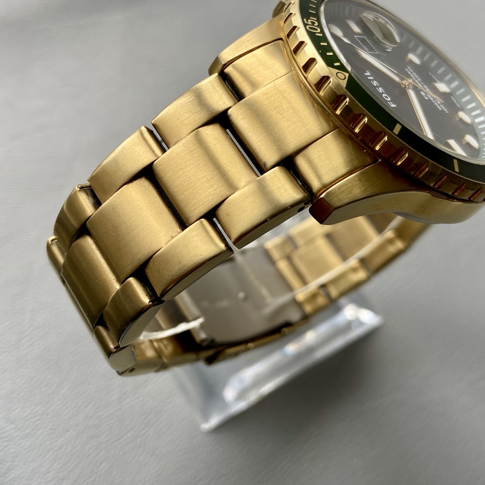 Mens Genuine Fossil Designer Watch Green Gold FB-01 Date FS5658 Serviced