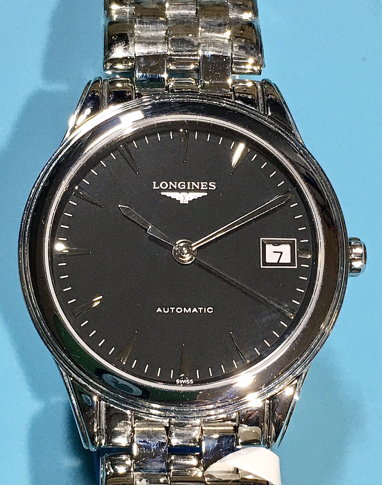 LONGINES FLAGSHIP CLASSIC AUTOMATIC BLACK DIAL STAINLESS STEEL WATCH SWISS MADE