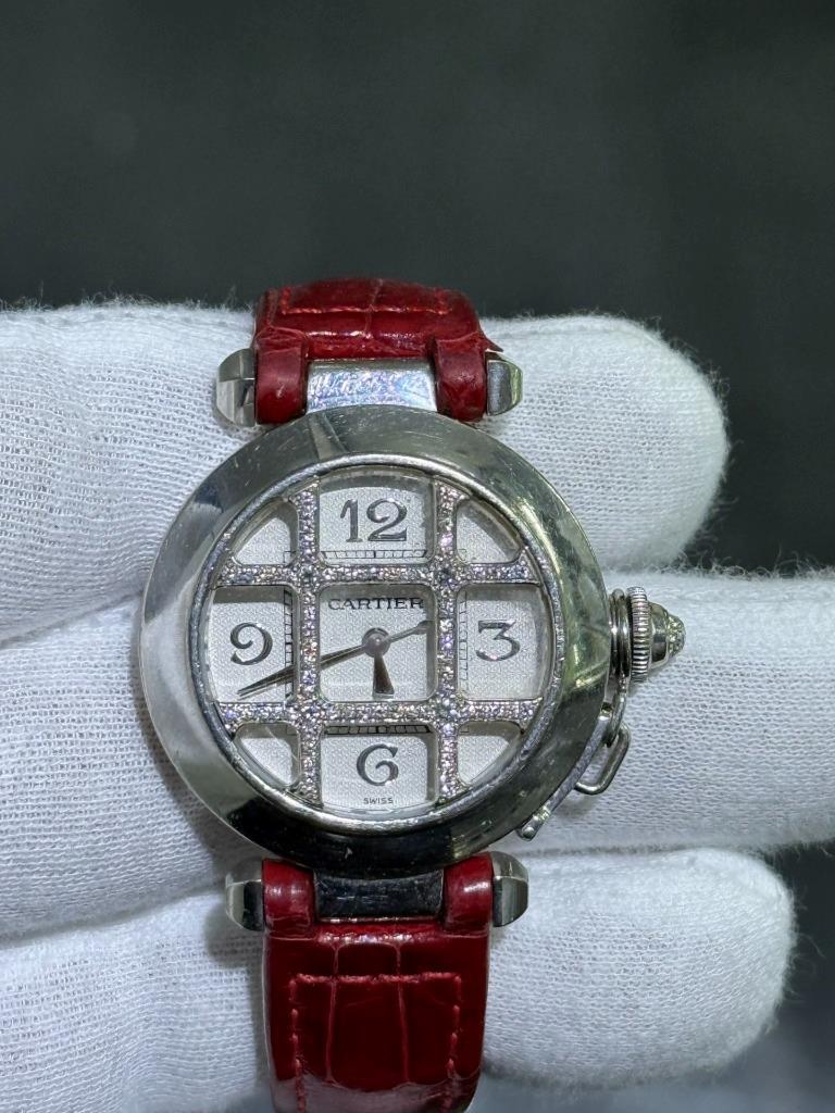 CARTIER Pasha Grid de Cartier Watch 18k White Gold & Natural Diamonds Watch