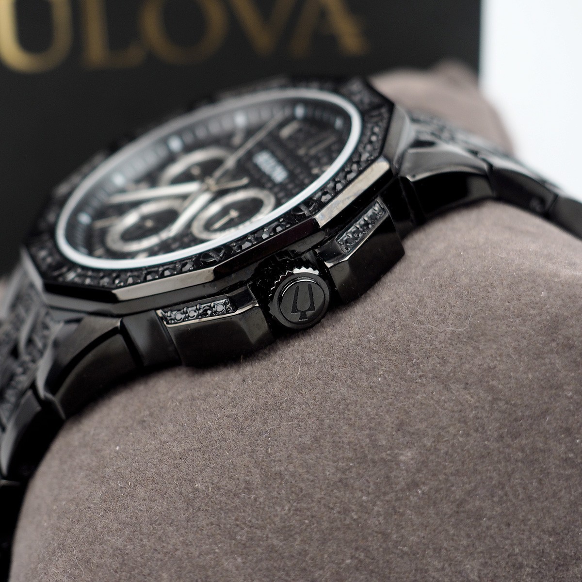 Bulova Octava Crystal 98C134 Black Stainless Steel Men’s Quartz Watch 41.5 mm