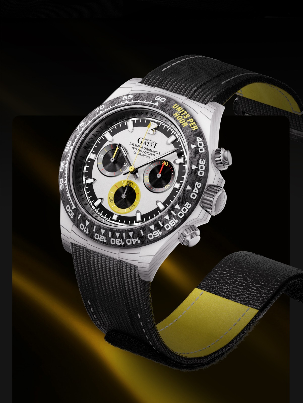 BONEST GATTI Men Chronograph Watch Automatic Mechanical Wristwatch Carbon Fiber