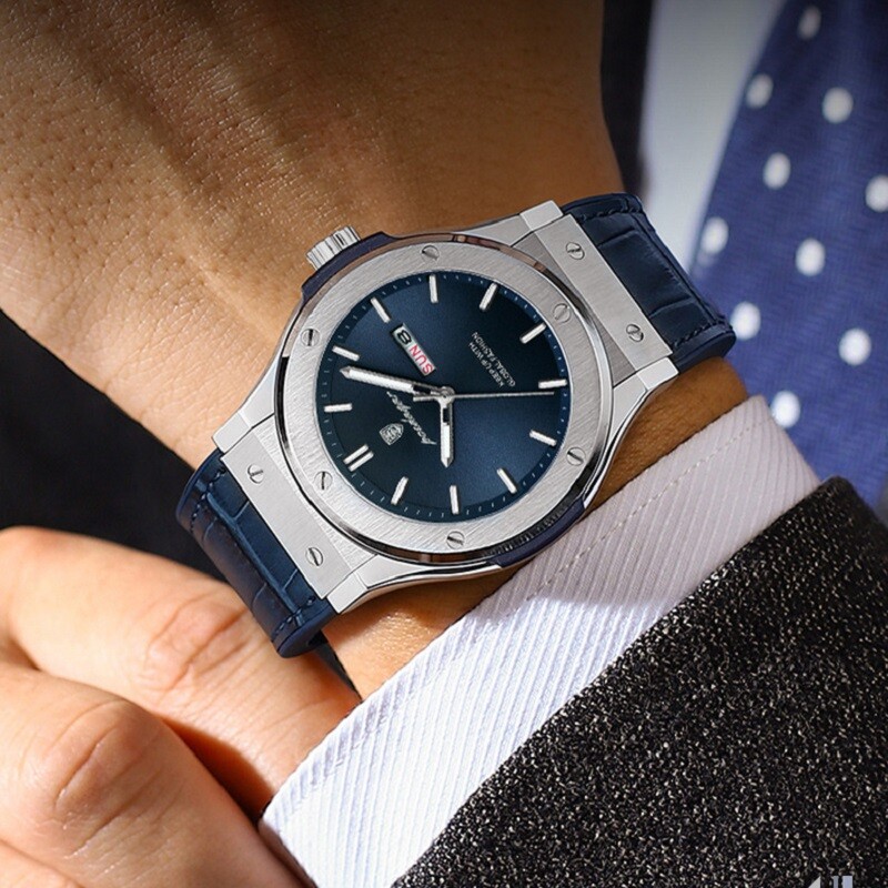 POEDAGAR Luxury Men’s Watch Leather Waterproof Military Luminous Quartz Watch