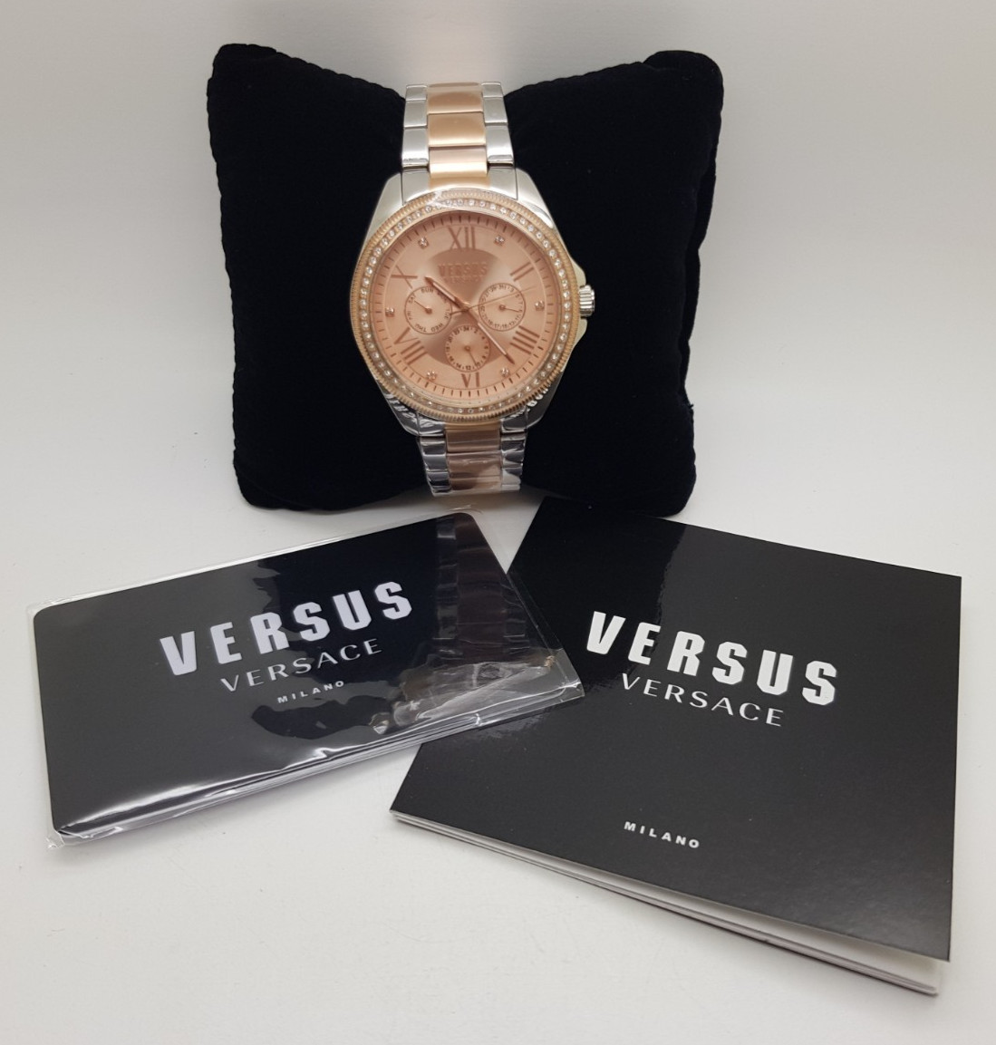 NIB Versus x Versace Women’s Watch VSPEB0818 Two-Tone Silver & Pink Size 7.75 in