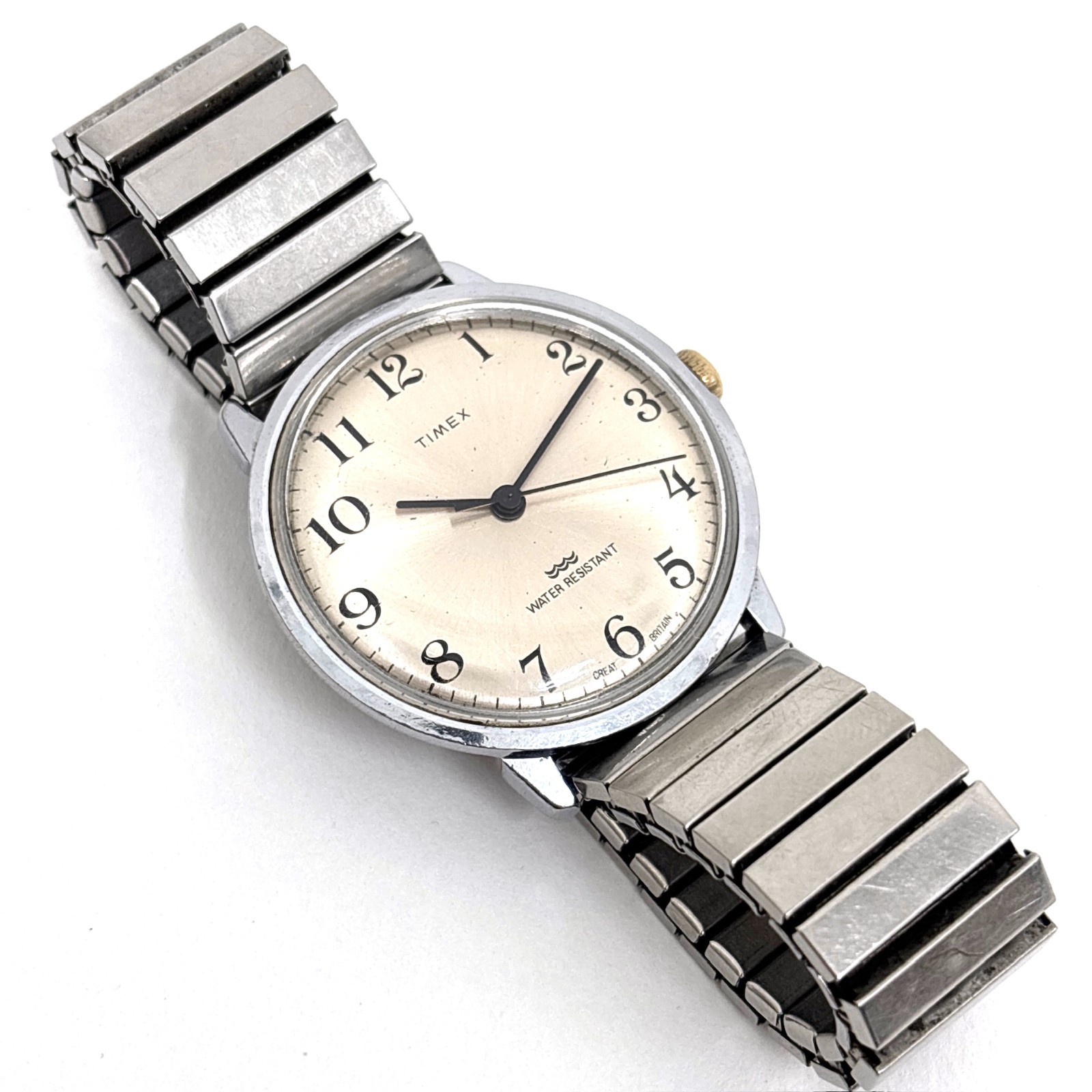Vintage 1970s Timex Marlin Manual 35mm Great Britain Sunburst Dial Running