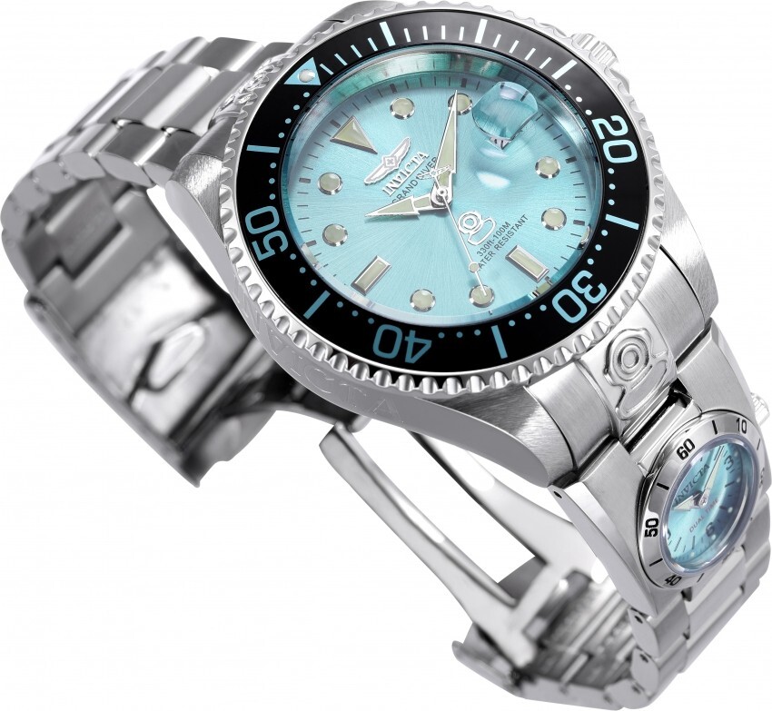 Invicta Pro Diver Mens Blue Dial Dual Time Automatic Stainless Steel Watch 45815