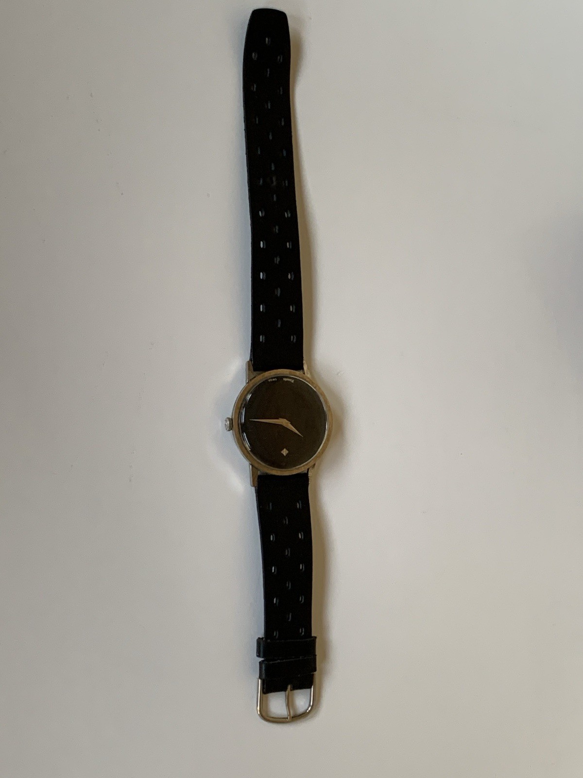 Vintage Nivada Watch Black Dial Minimalist Museum Style 1970s Swiss Manual 35mm