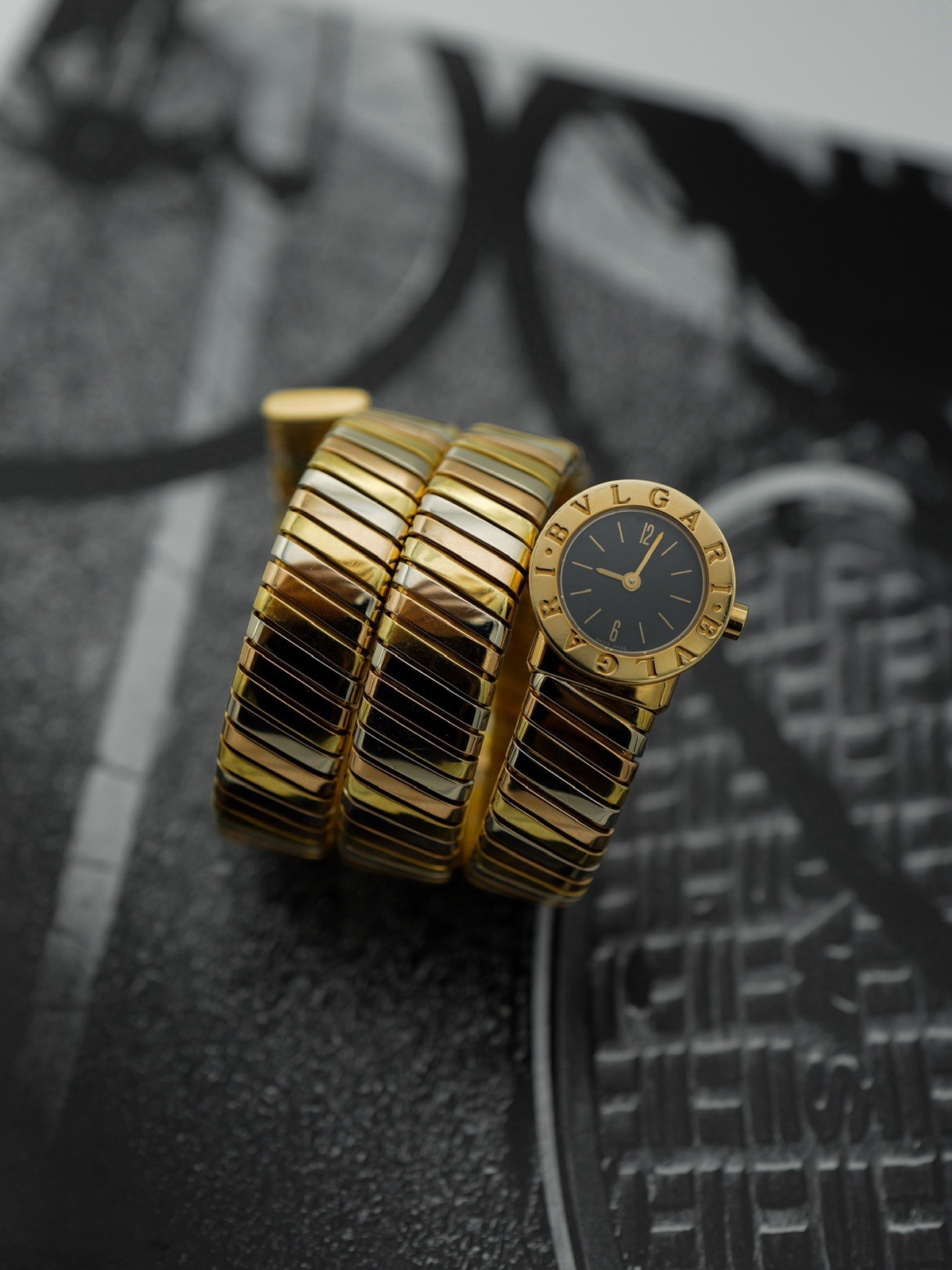 Bulgari Tubogas Snake Three Row Ref.Bb191T Case Gold 18 Kt Box Nos Condition