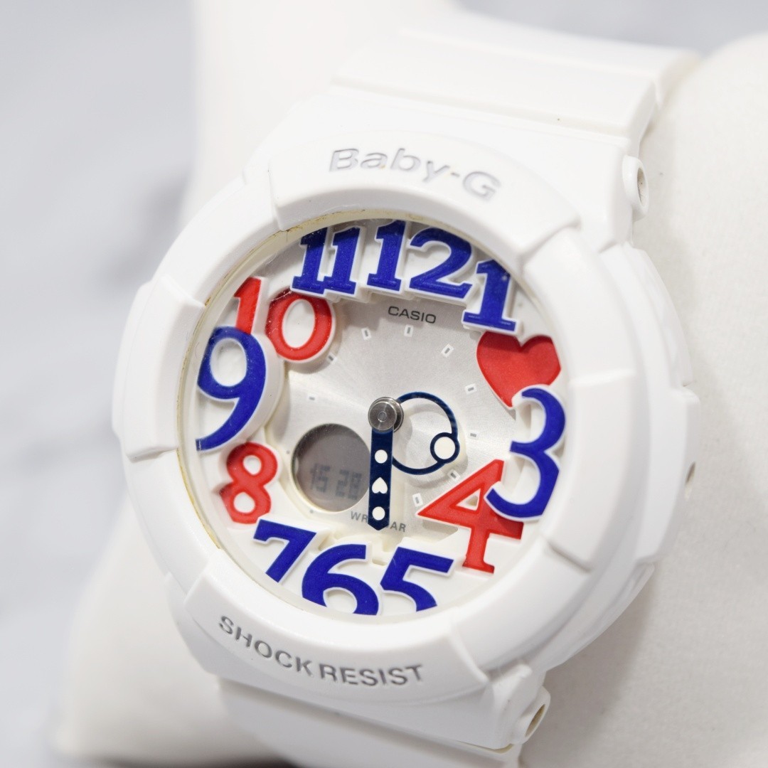 [N Mint] CASIO BABY-G BGA-130TR-7B White Tricolor Series Ladies Qz Watch