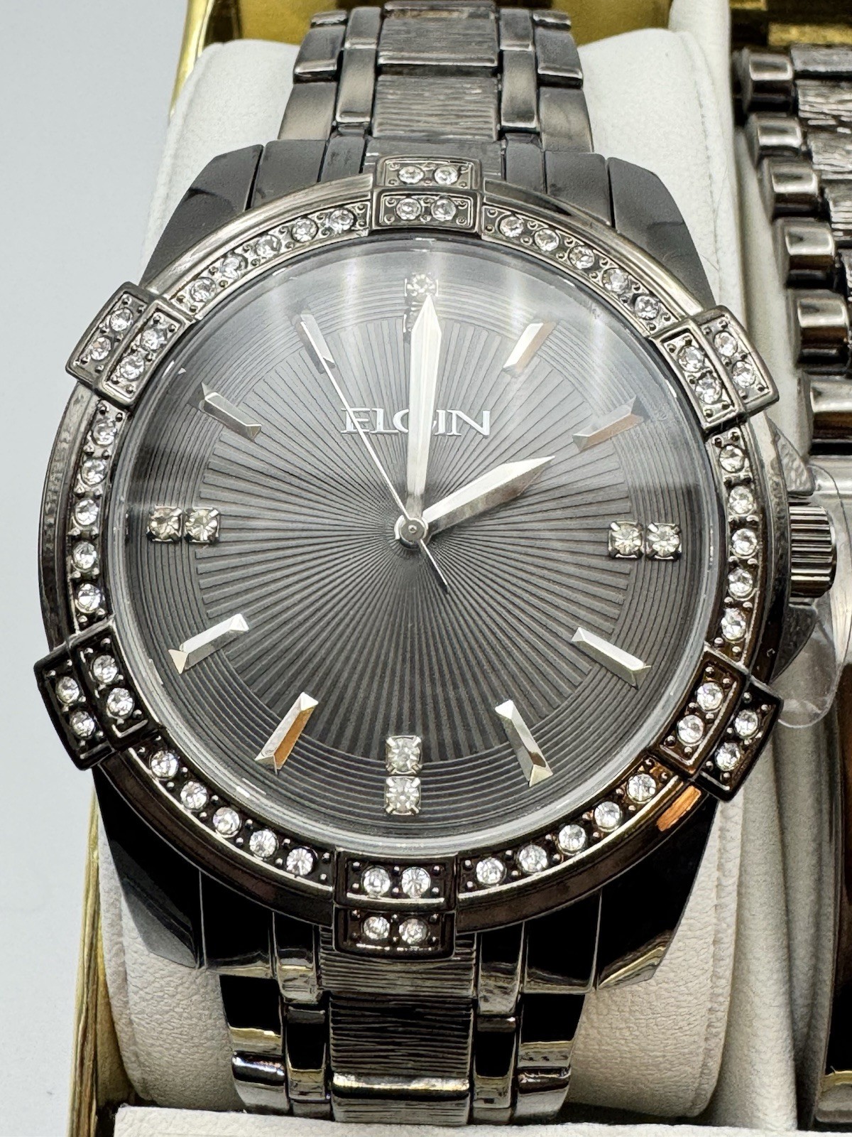 Elgin Men’s Gunmetal Quartz Analog Watch And Matching Bracelet
